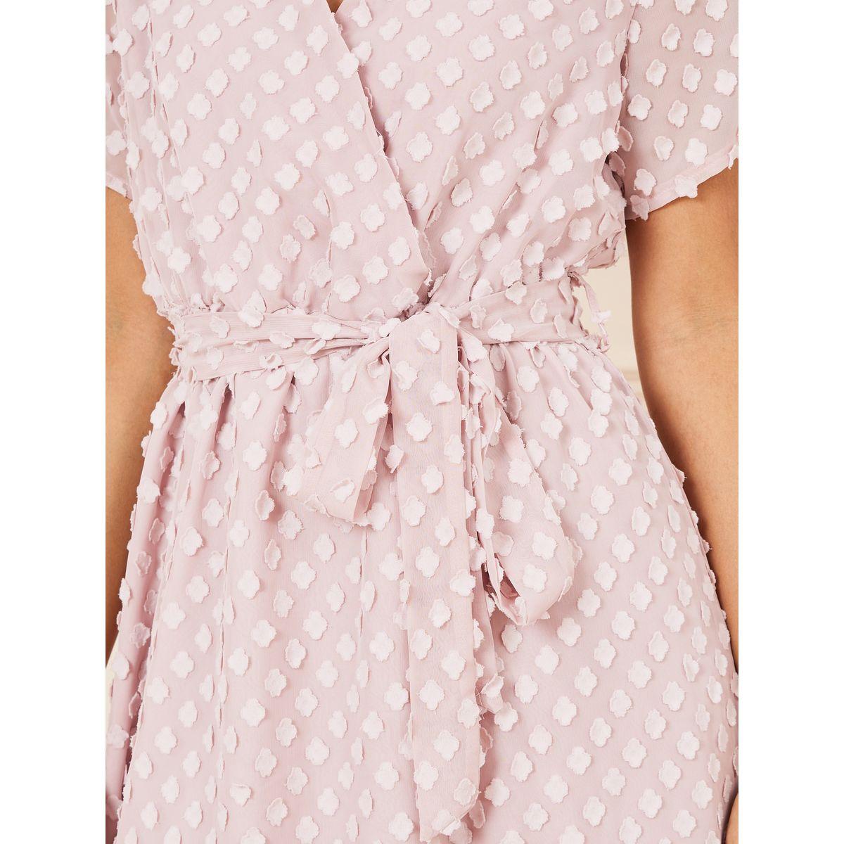 Styli Swiss Dobby Self Tie Up A-Line Midi Dress-women-clothing-dresses-image-3