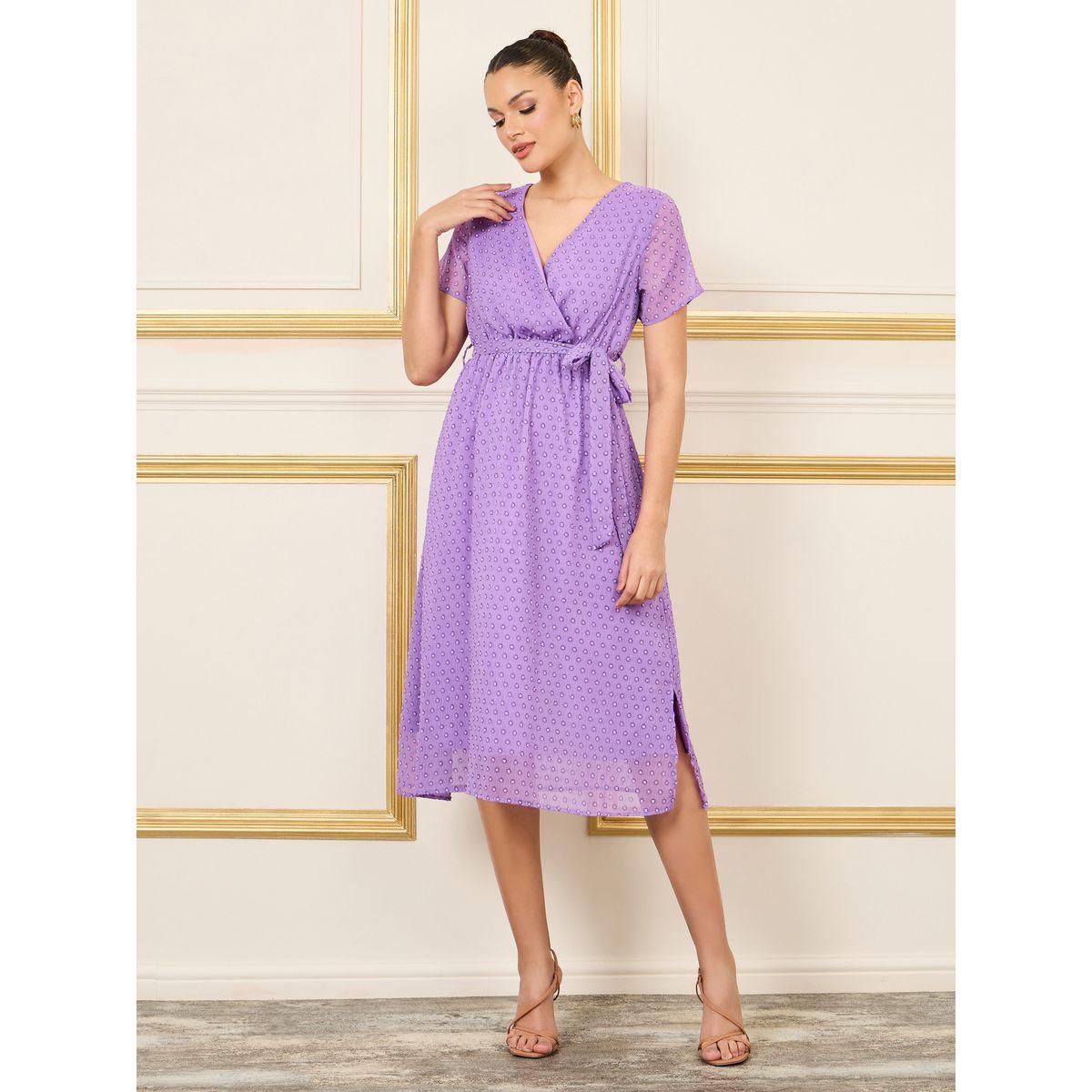 Styli Dobby Self Tie Up A-Line Midi Dress-women-clothing-dresses-image-1