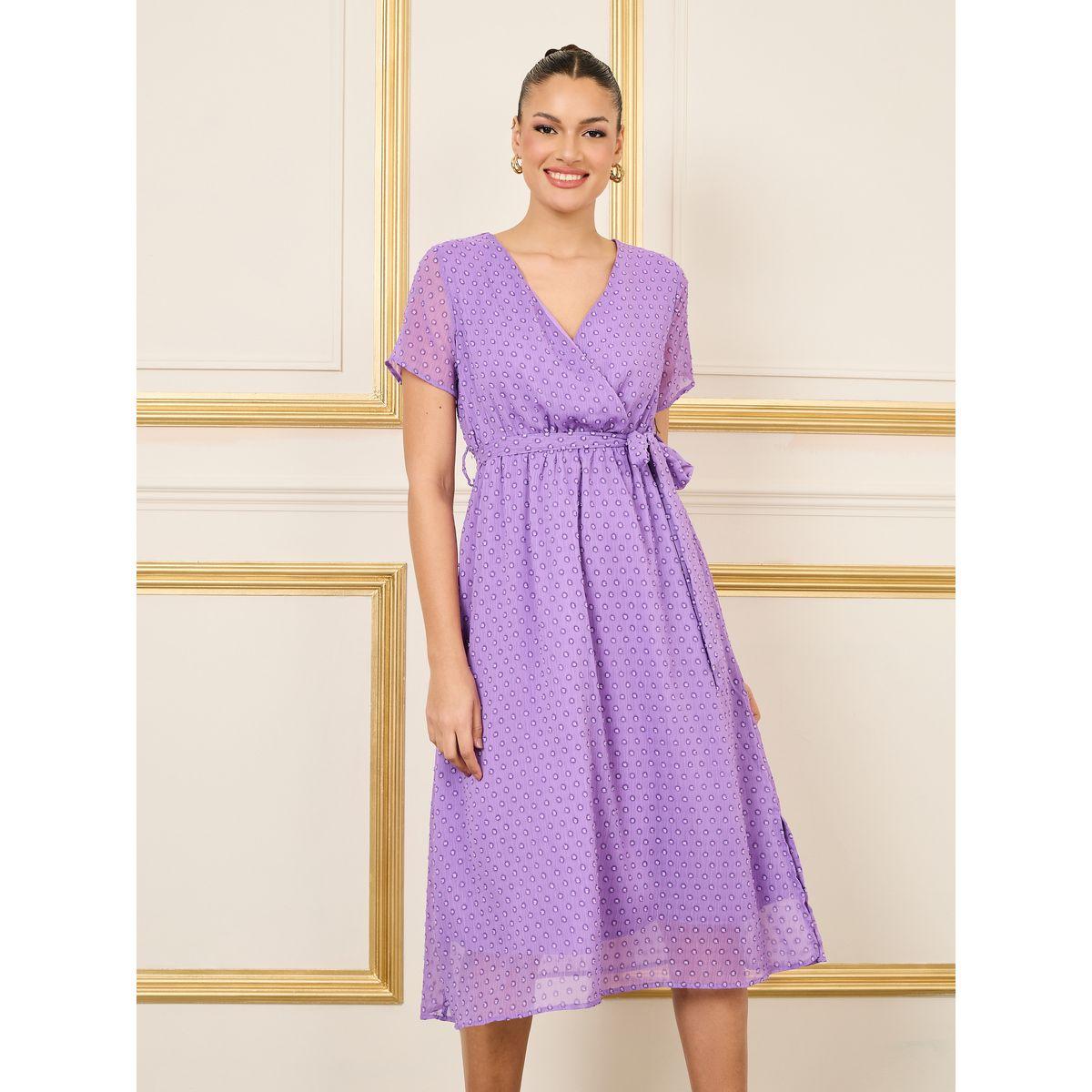 Styli Dobby Self Tie Up A-Line Midi Dress-women-clothing-dresses-image-2