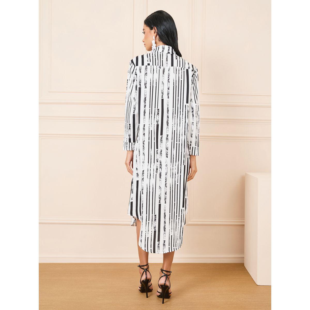 Styli Striped Roll Up Sleeves Longline Shirt-women-clothing-shirtsandblouses-shirts-image-4