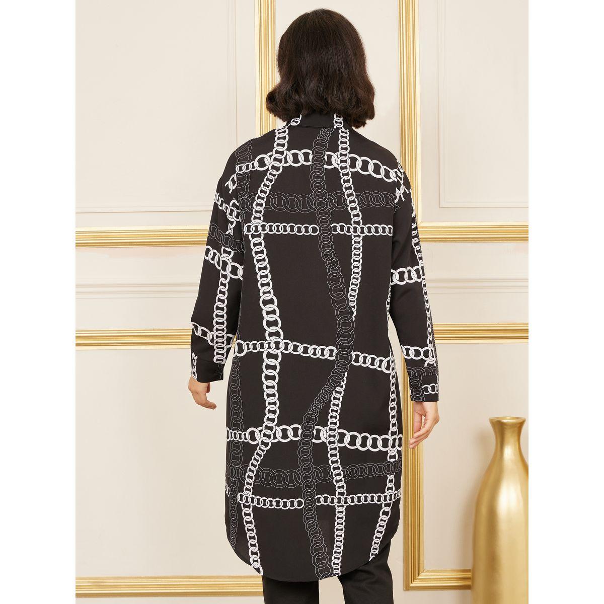 بلوزة تونيك بطبعة سلاسل وقصة عادية-women-clothing-shirtsandblouses-shirts-image-4