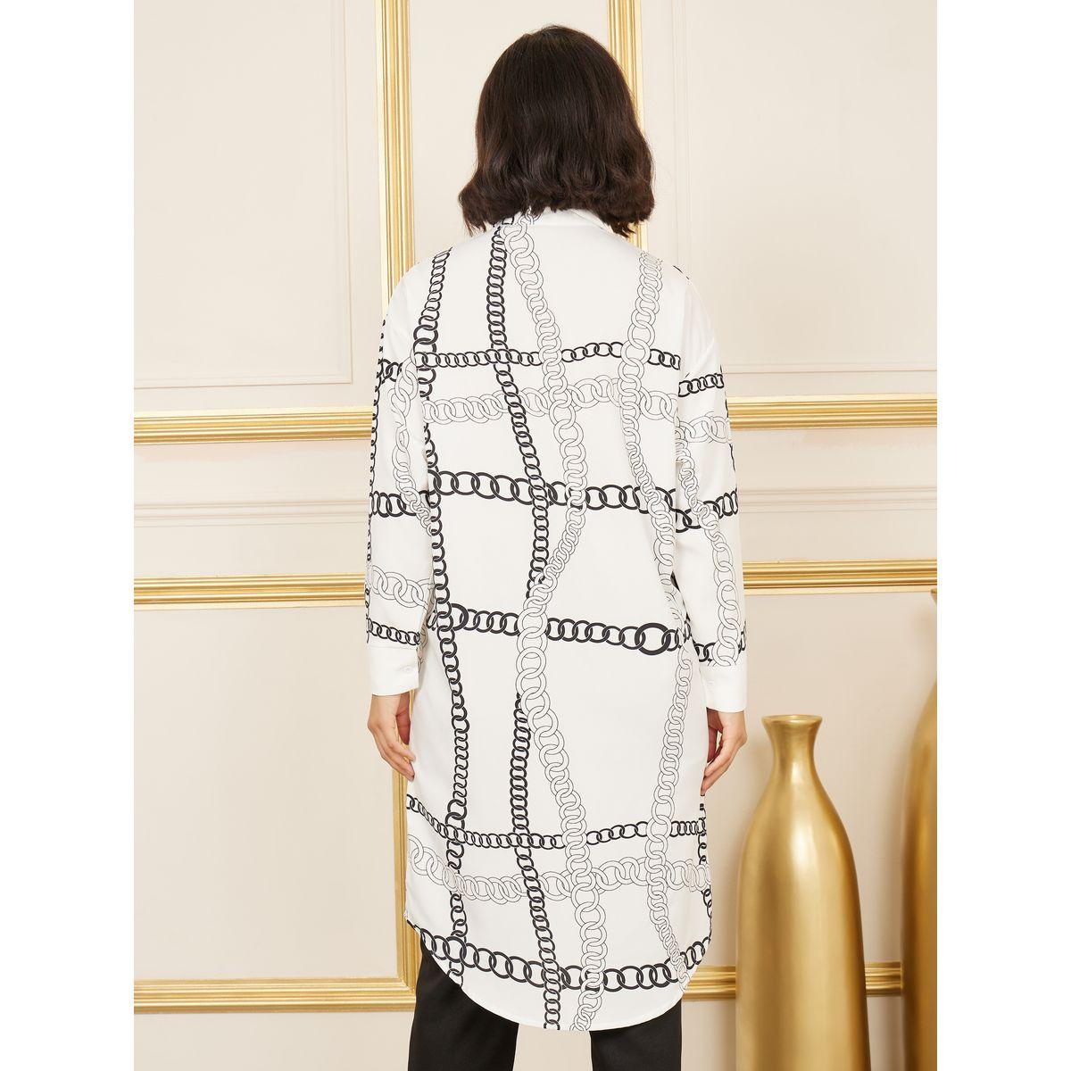Styli Chain Print Regular Fit Tunic  Longline Shirt-women-clothing-shirtsandblouses-shirts-image-4