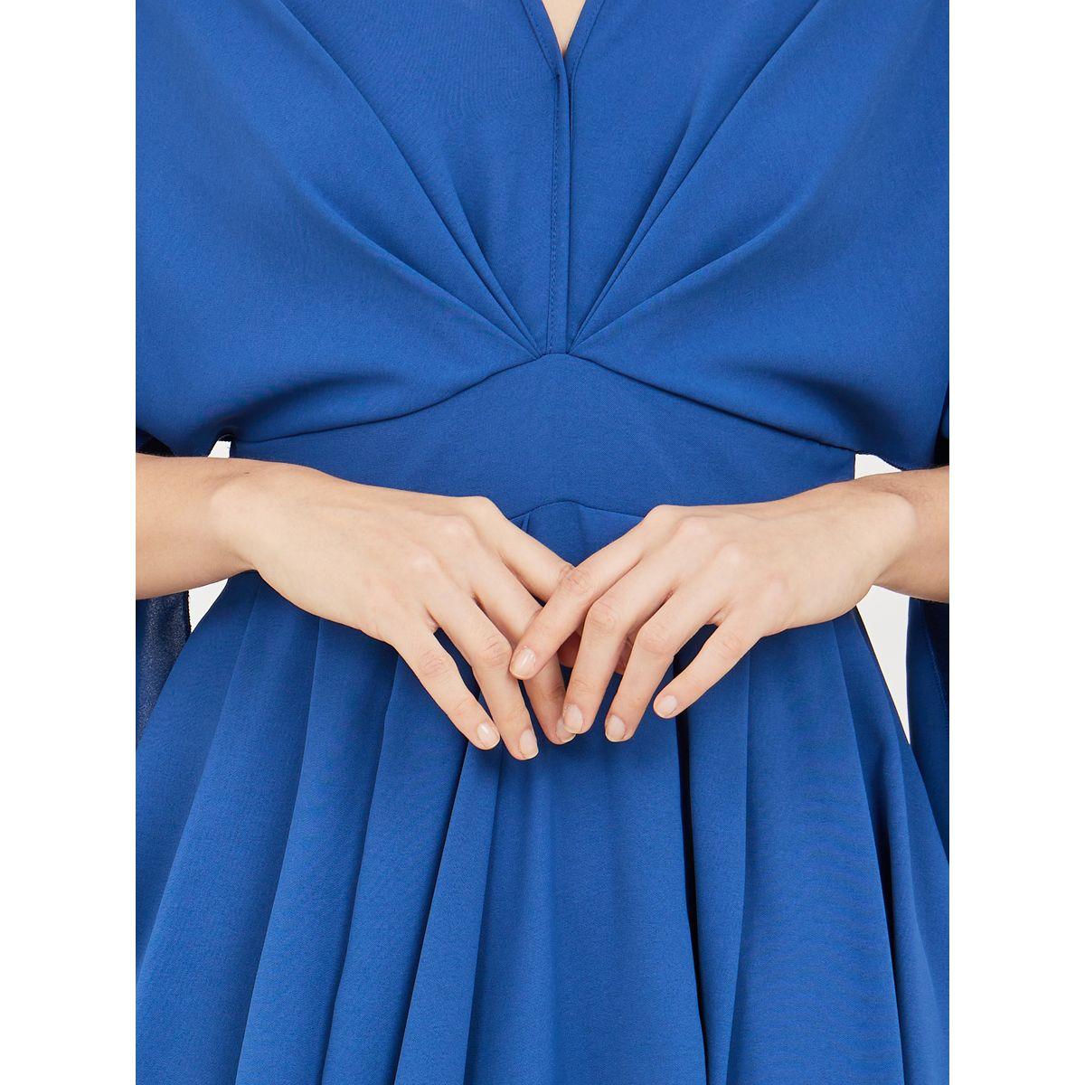 Styli Pleated Asymmetric Hem Cape Sleeves Maxi Dress-women-clothing-dresses-image-3