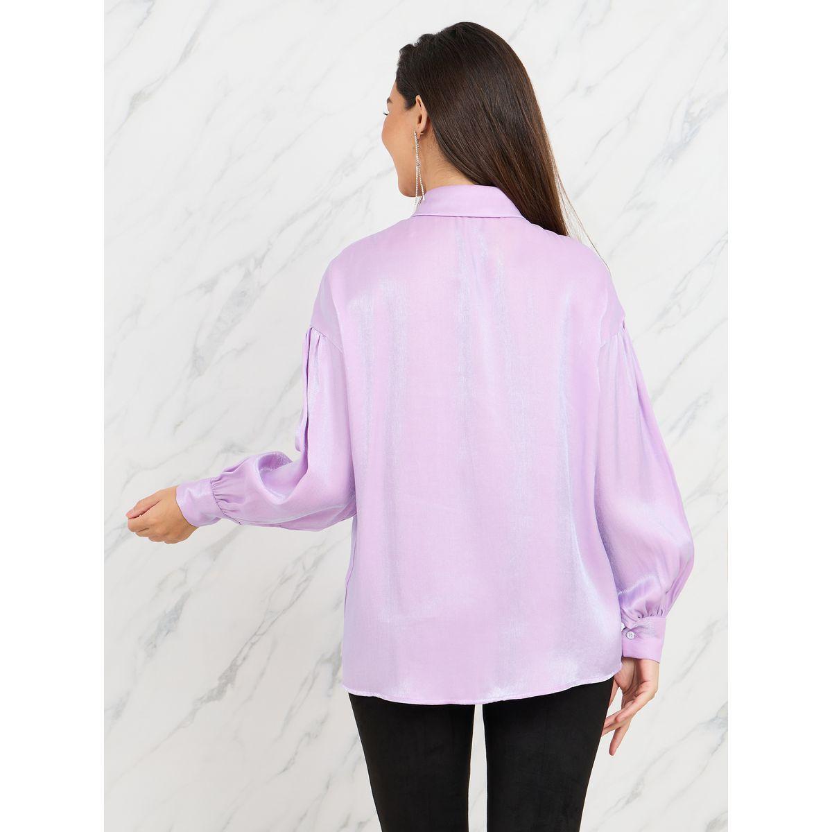 Styli Oversized Shiny Button Down Shirt-women-clothing-shirtsandblouses-shirts-image-4