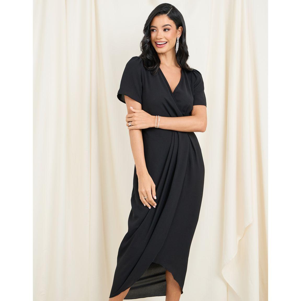 Styli Pleated Detail Asymmetric Hem Bodycon Midi Dress-women-clothing-dresses-image-1