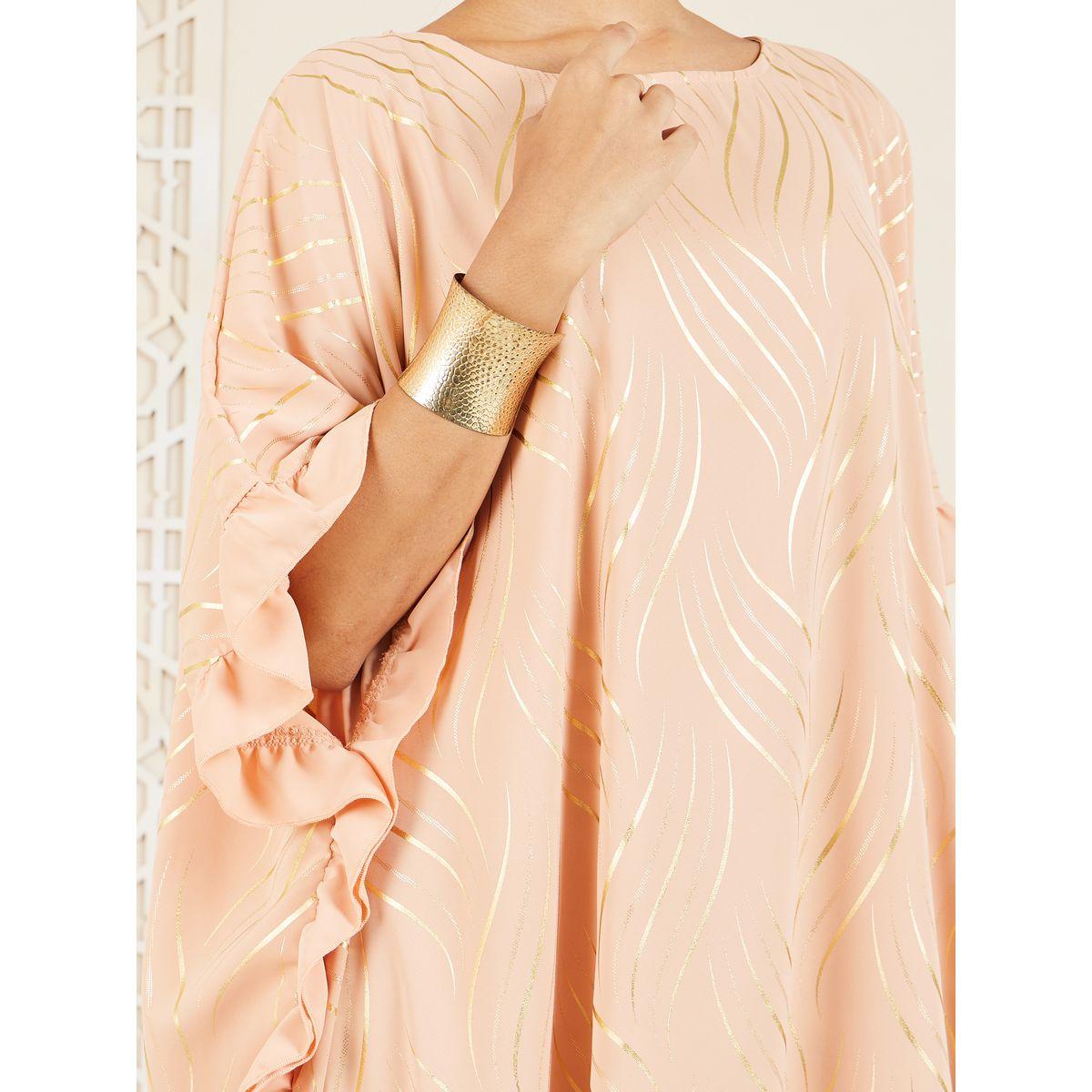 قفطان بطبعة فويل وتفاصيل كشكش-women-arabicclothing-kaftan-image-3