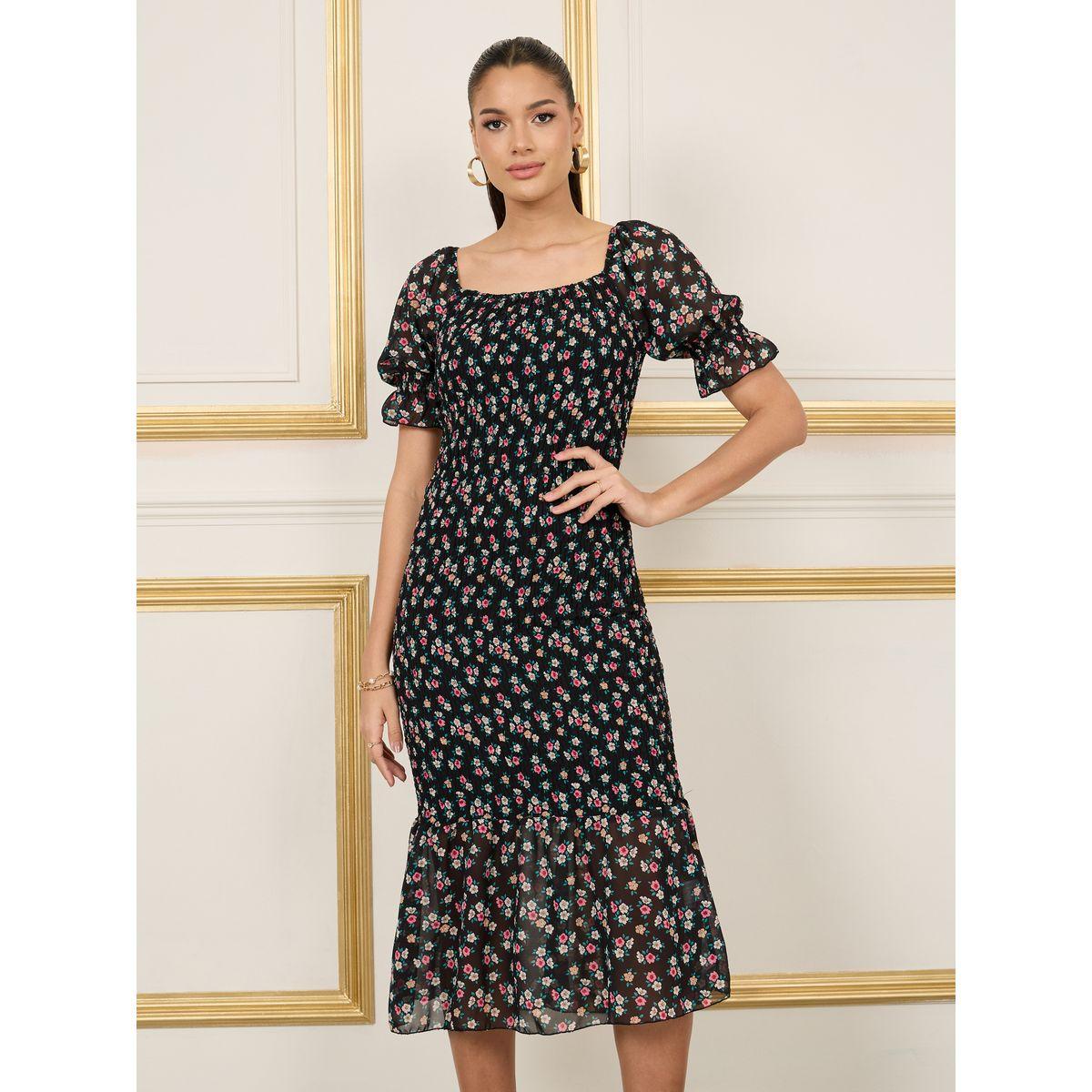 فستان ميدي مطبع بطبعات صغيرة-women-clothing-dresses-image-2