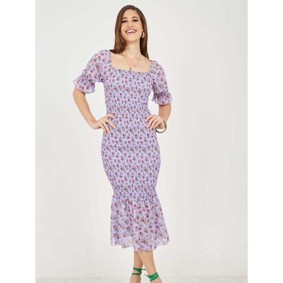 فستان ميدي مطبع بطبعات صغيرة-women-clothing-dresses-image-1