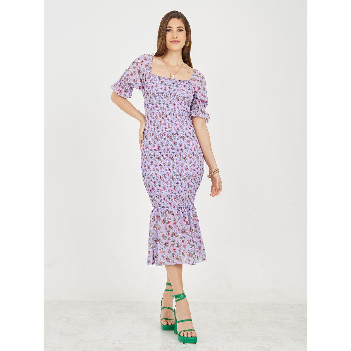 فستان ميدي مطبع بطبعات صغيرة-women-clothing-dresses-image-2