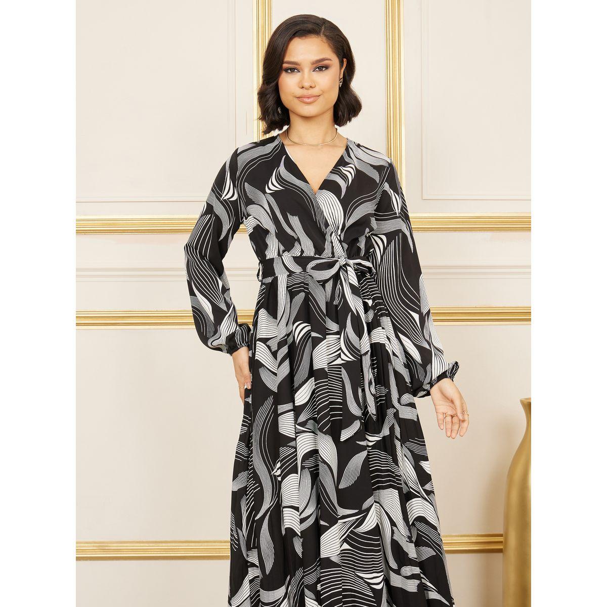 Styli Abstract Print A-Line Wrap Maxi Dress-women-clothing-dresses-image-2