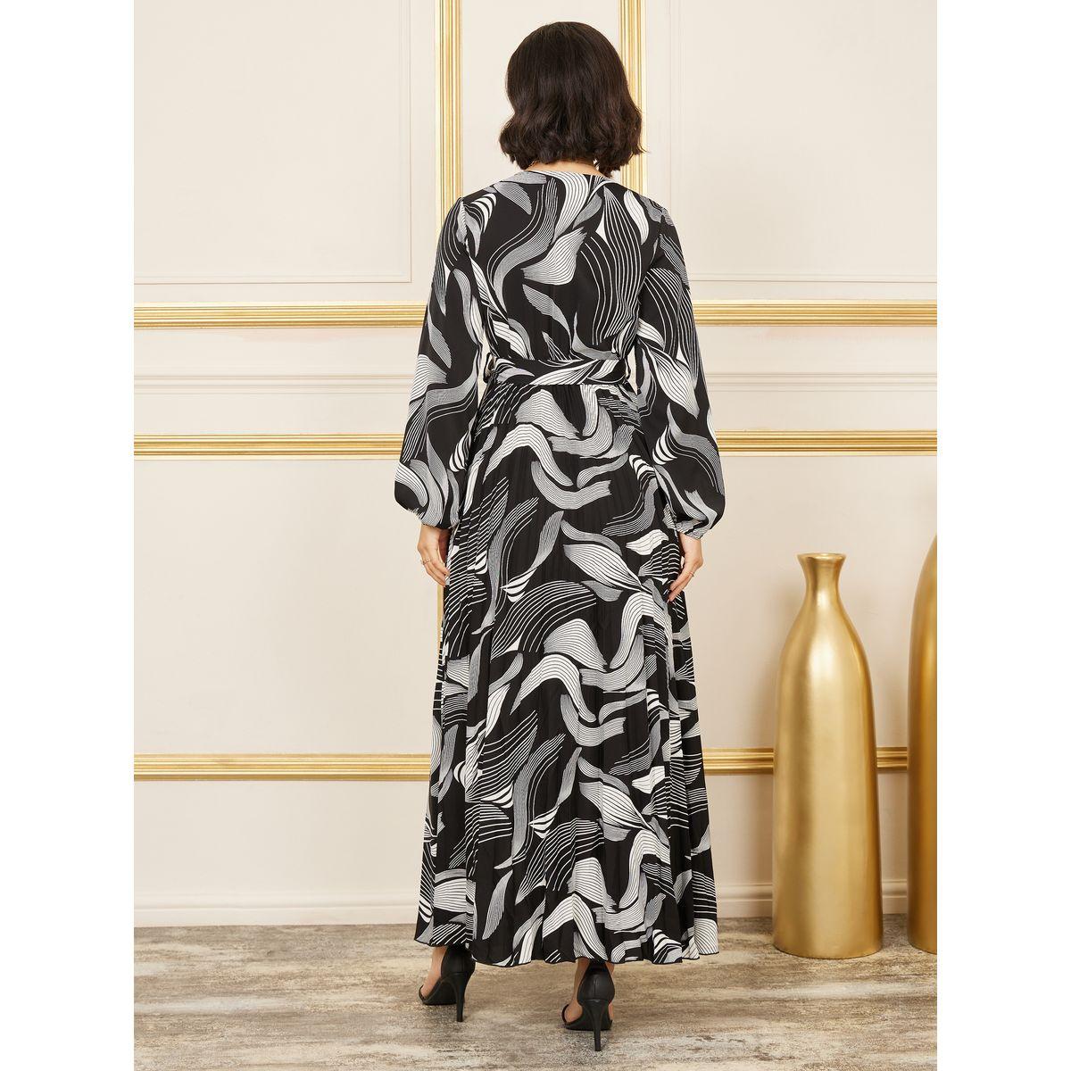 Styli Abstract Print A-Line Wrap Maxi Dress-women-clothing-dresses-image-4