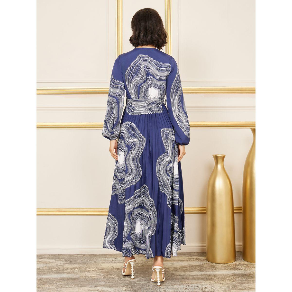 Styli Abstract Print Pleated A-Line Midi Dress-women-clothing-dresses-image-5