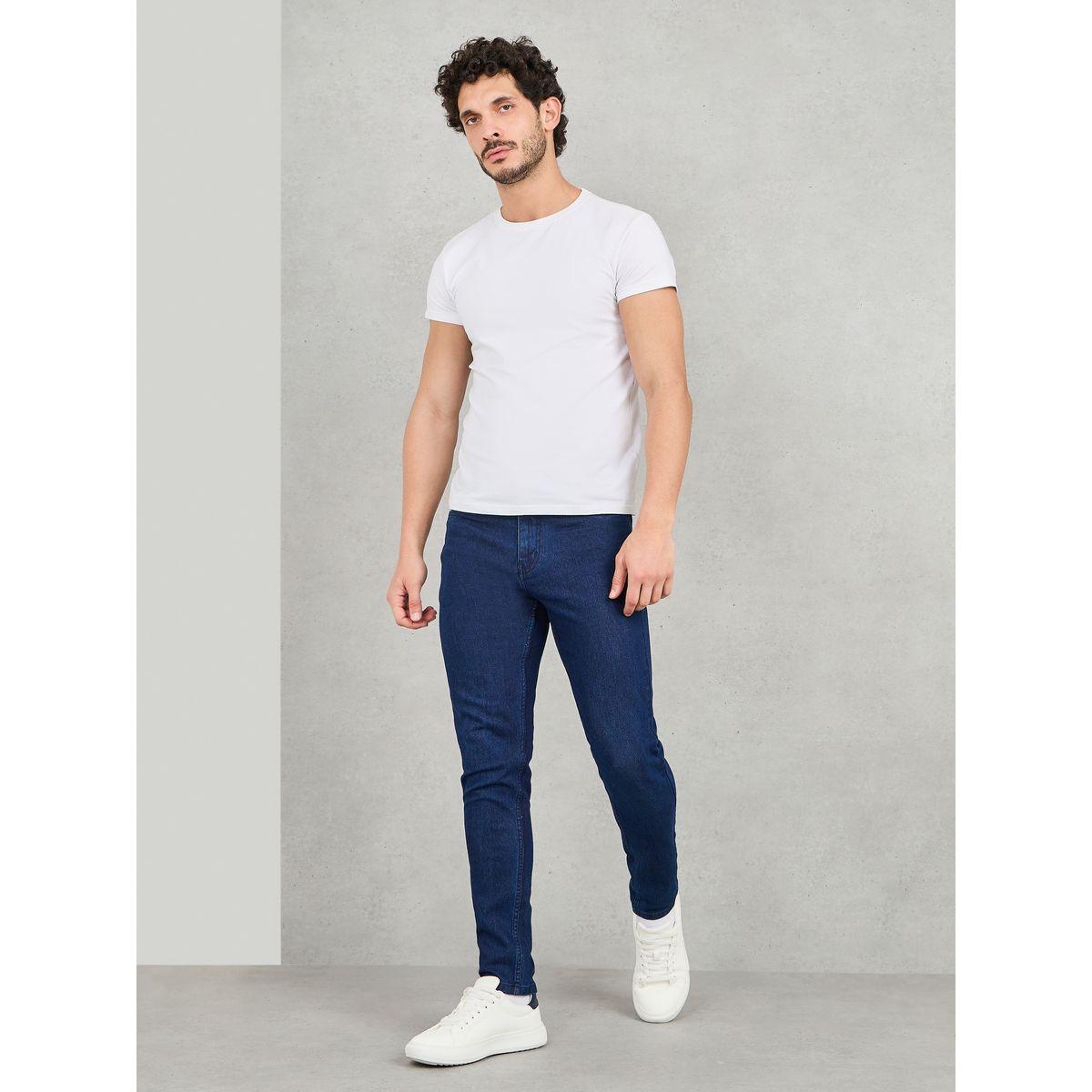 Styli Mid Rise Dark Wash Skinny Fit Jeans with Pockets-men-clothing-bottoms-jeans-image-2