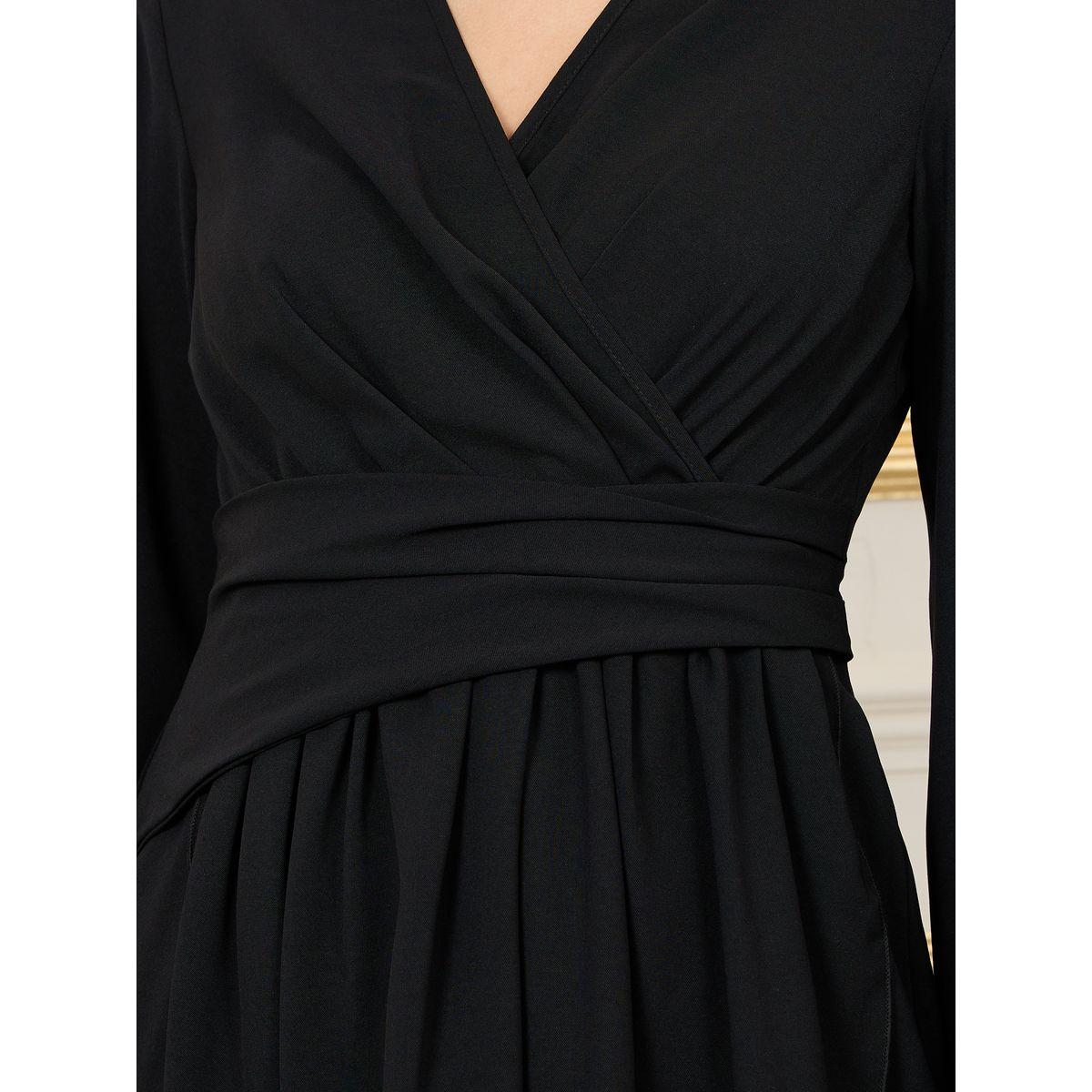 فستان ميدي بنمط لف وجلد صناعي-women-clothing-dresses-image-3