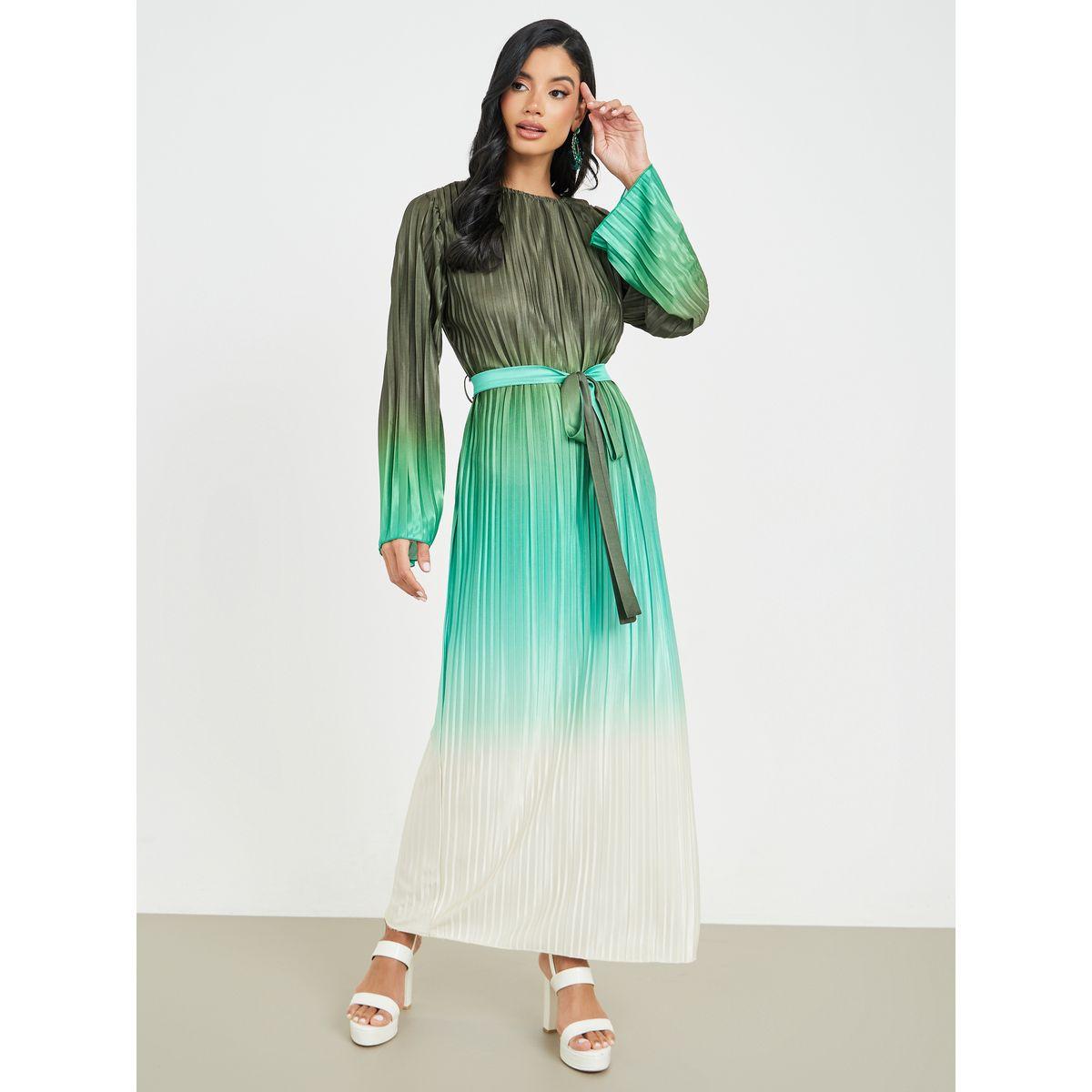 Styli Accordion Pleated Ombre Print Shift Maxi Dress-women-clothing-dresses-image-1