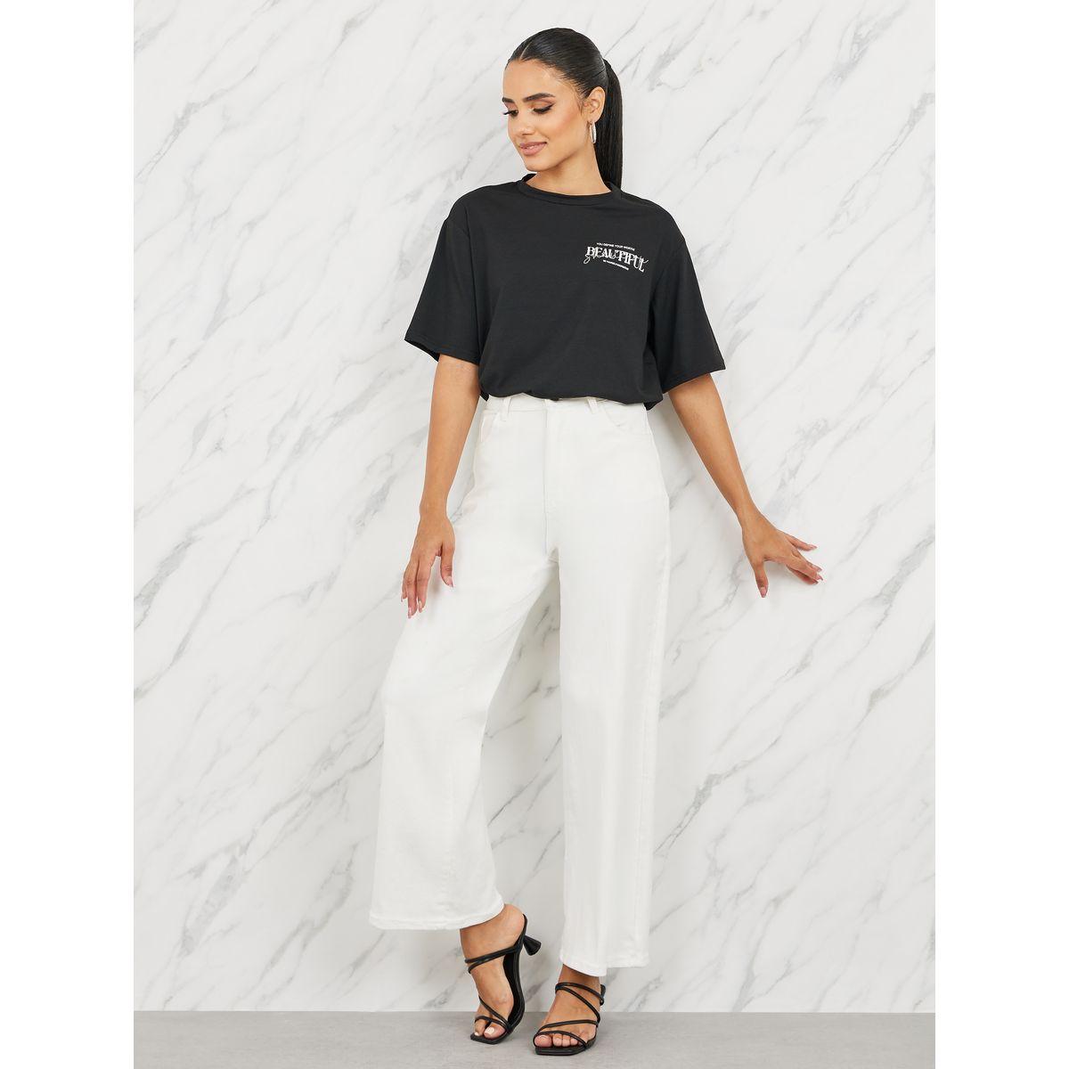 تيشيرت واسع بياقة دائرية واكمام قصيرة-women-clothing-tshirts-image-2