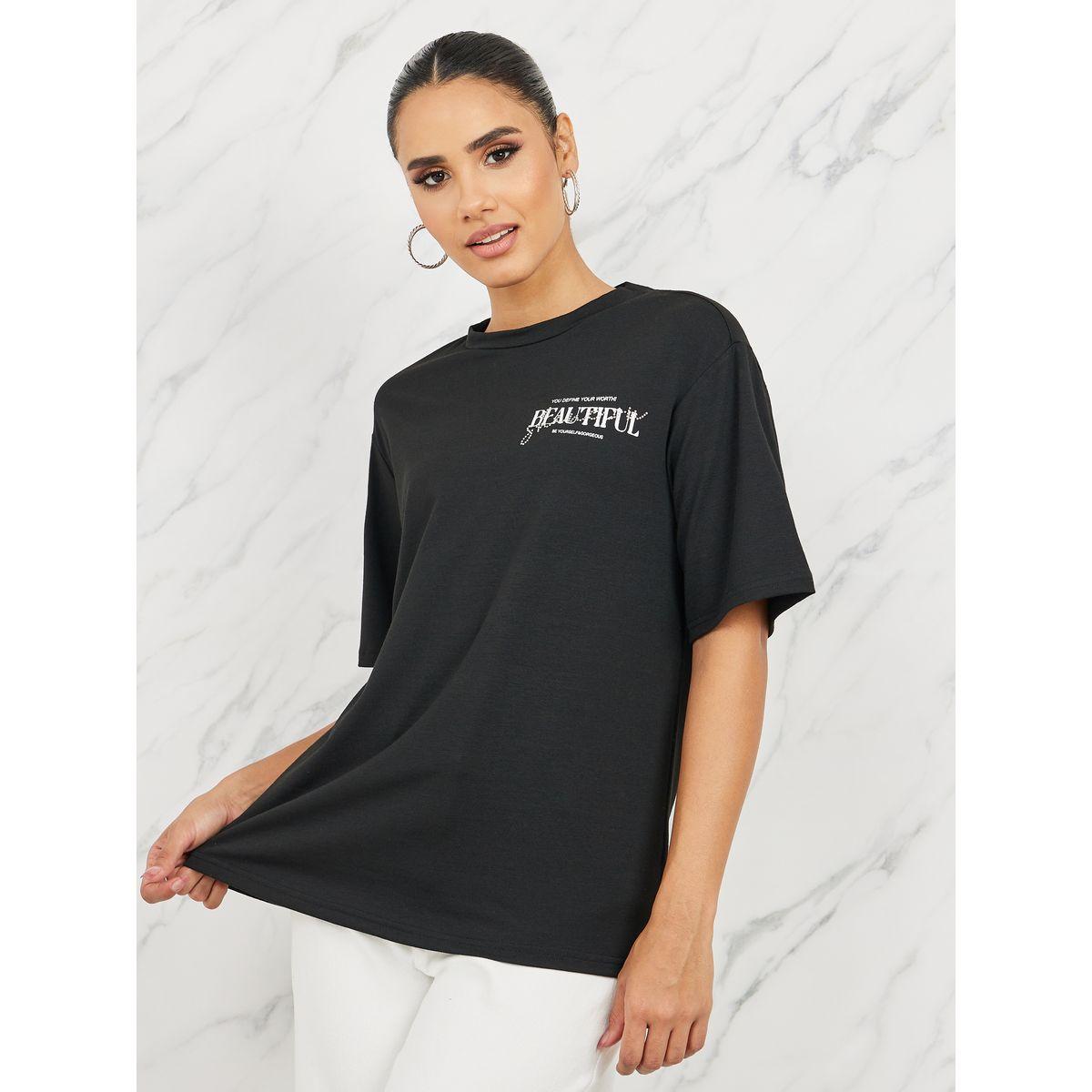 تيشيرت واسع بياقة دائرية واكمام قصيرة-women-clothing-tshirts-image-3