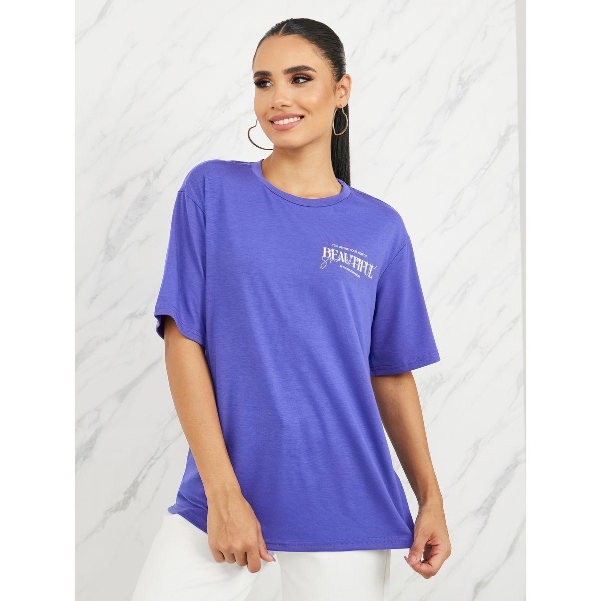 Styli Oversized Beautiful Embellished Round Neck T-shirt-women-clothing-tshirts-image-3