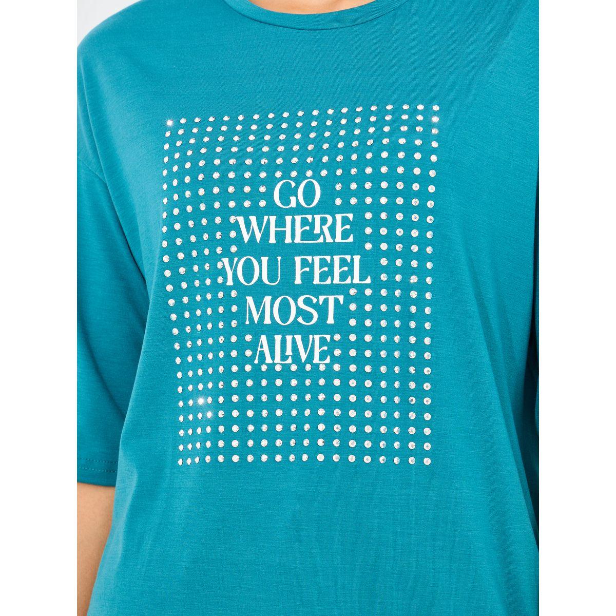 تيشيرت واسع بأكتاف منخفضة واكمام قصيرة-women-clothing-tshirts-image-3