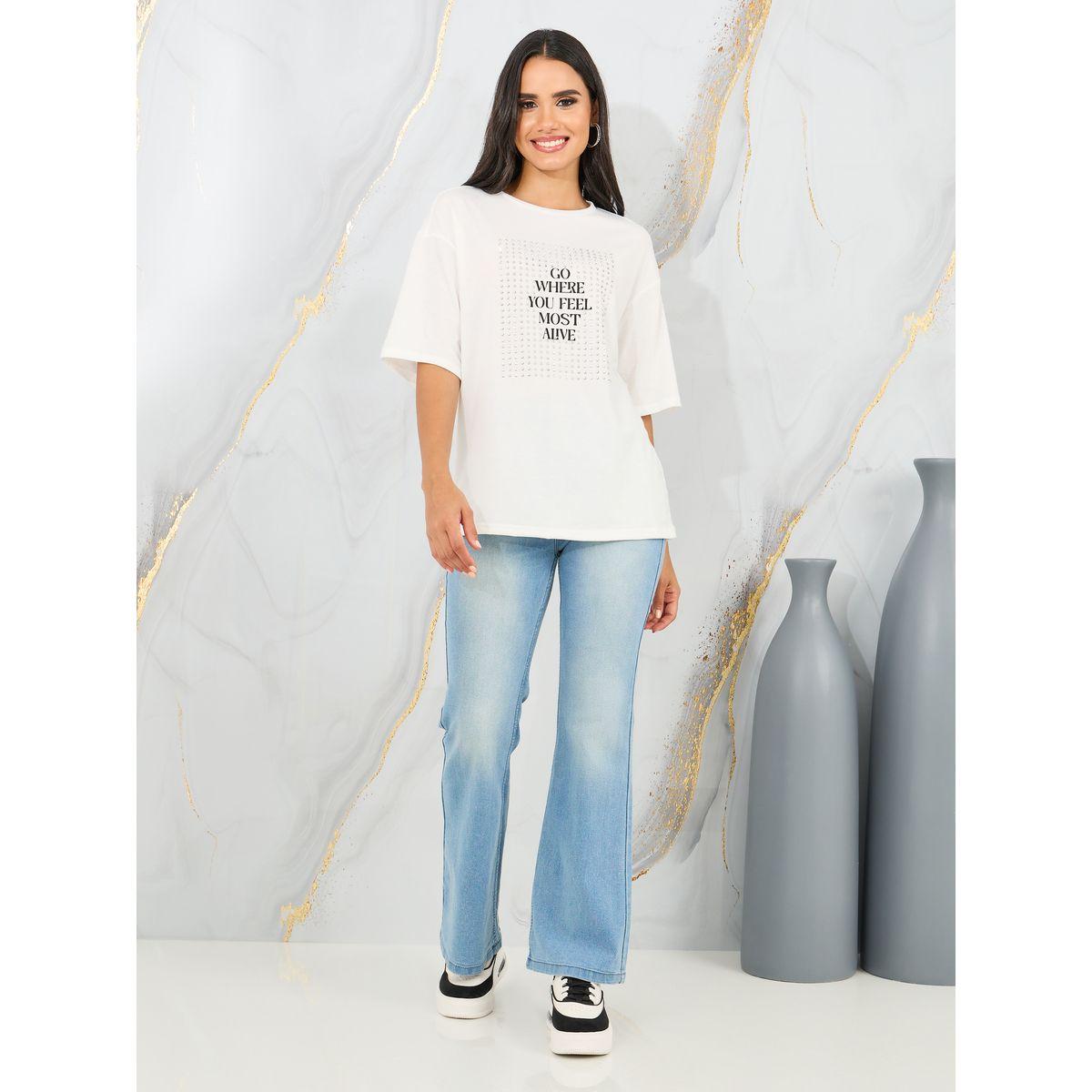Styli Oversized Embellished Slogan Print Drop Shoulder T-Shirt-women-clothing-tshirts-image-2