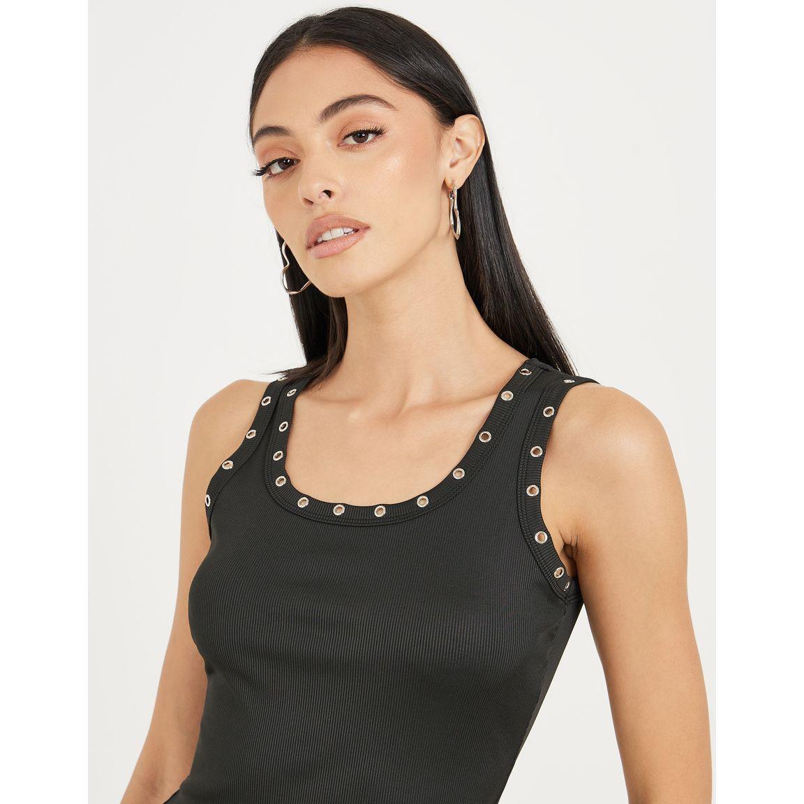 Styli Ribbed Eyelet Detail Fitted Tank-women-clothing-tshirts-image-4