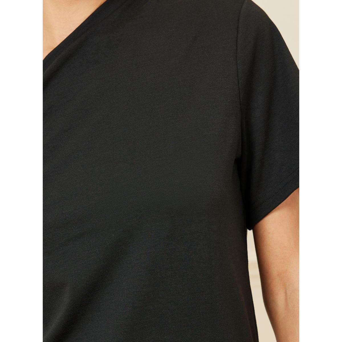 Styli Solid One Shoulder T-Shirt with Short Sleeves-women-clothing-tshirts-image-5