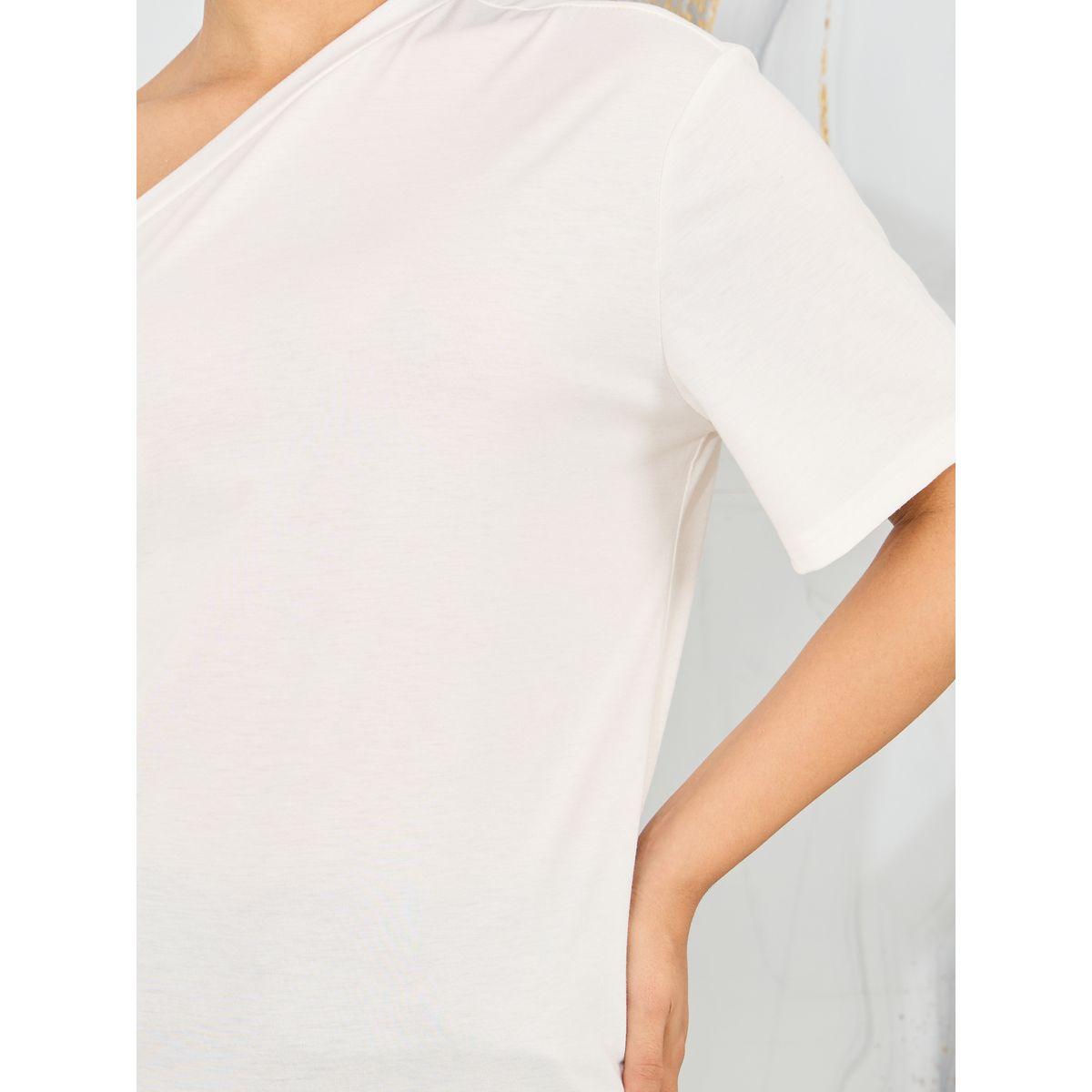 Styli Regular Fit One Shoulder T-Shirt with Short Sleeves-women-clothing-tshirts-image-4