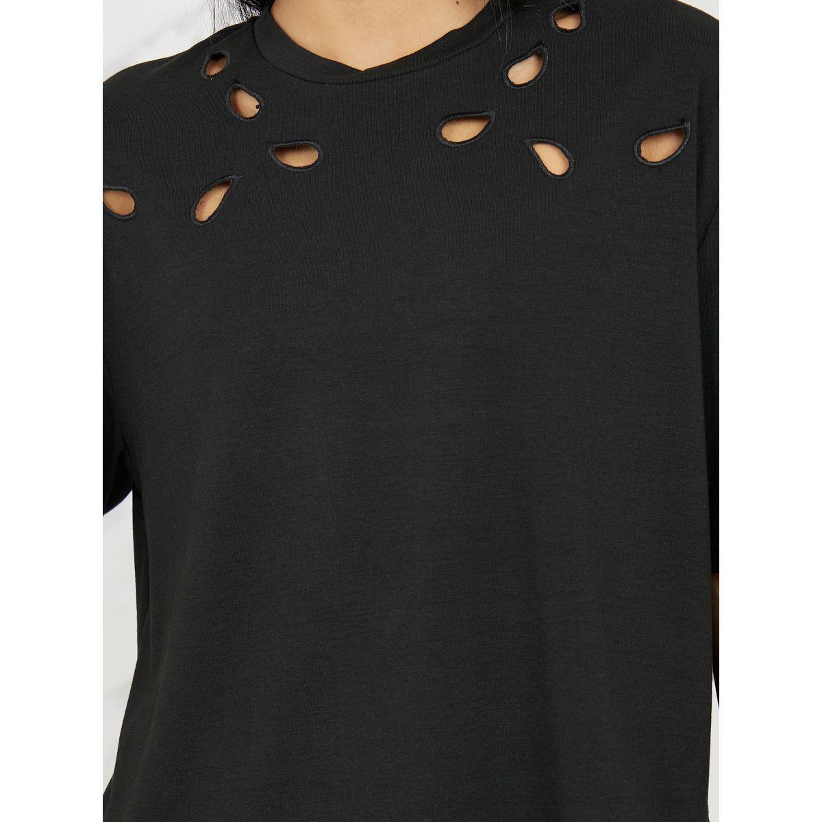 Styli Cut Out Detail High Neck Boxy T-shirt-women-clothing-tshirts-image-3