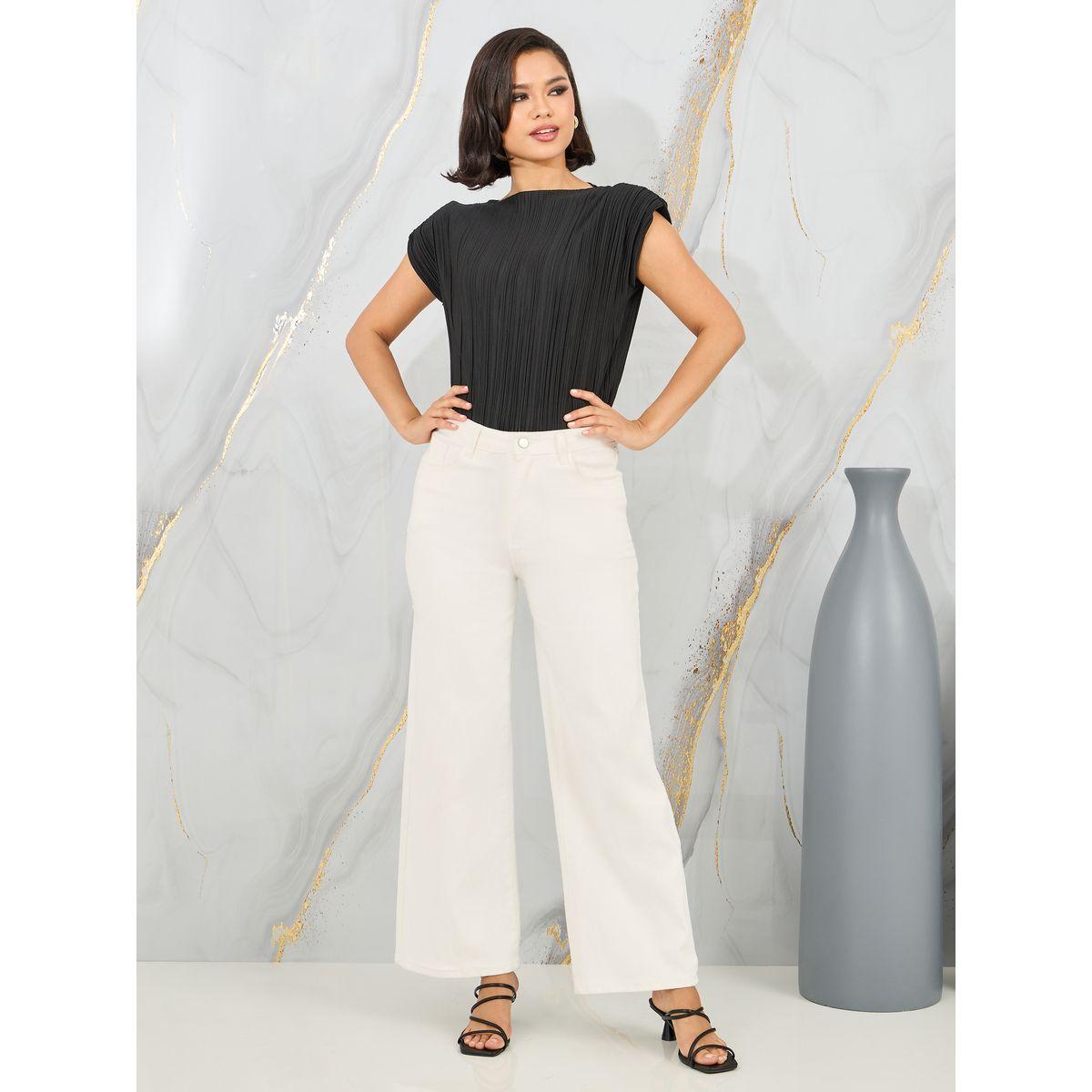 تيشيرت مزين بكسرات وياقة دائرية-women-clothing-tshirts-image-3