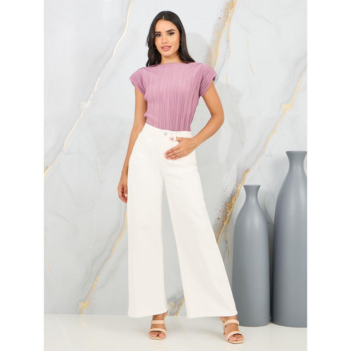 Styli Accordion Pleated Round Neck T-shirt-women-clothing-tshirts-image-3