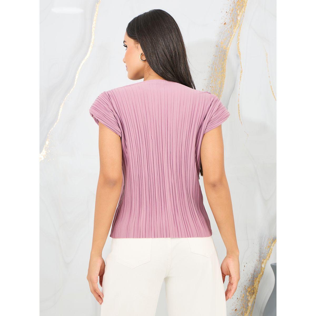 Styli Accordion Pleated Round Neck T-shirt-women-clothing-tshirts-image-5
