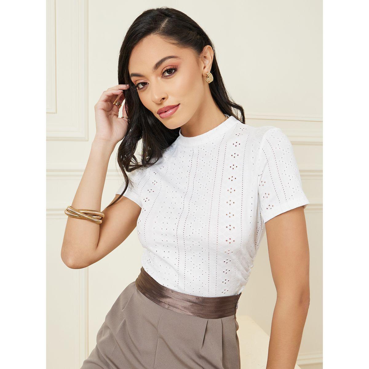 تيشيرت مُطرّز بياقة عالية-women-clothing-tshirts-image-1
