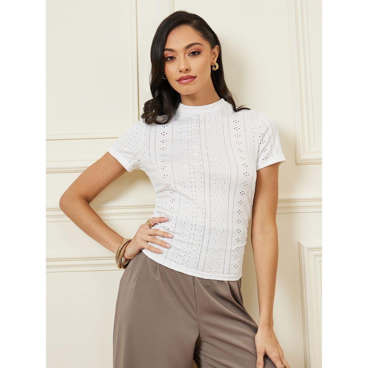 تيشيرت مُطرّز بياقة عالية-women-clothing-tshirts-image-3