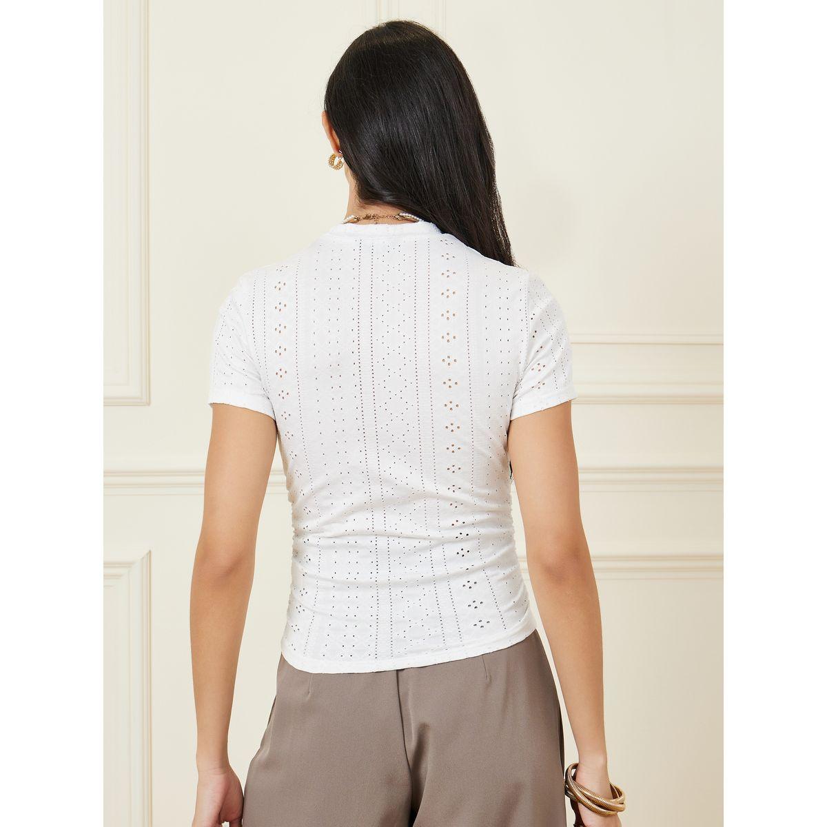 Styli Schiffli High Neck Textured T-Shirt-women-clothing-tshirts-image-5