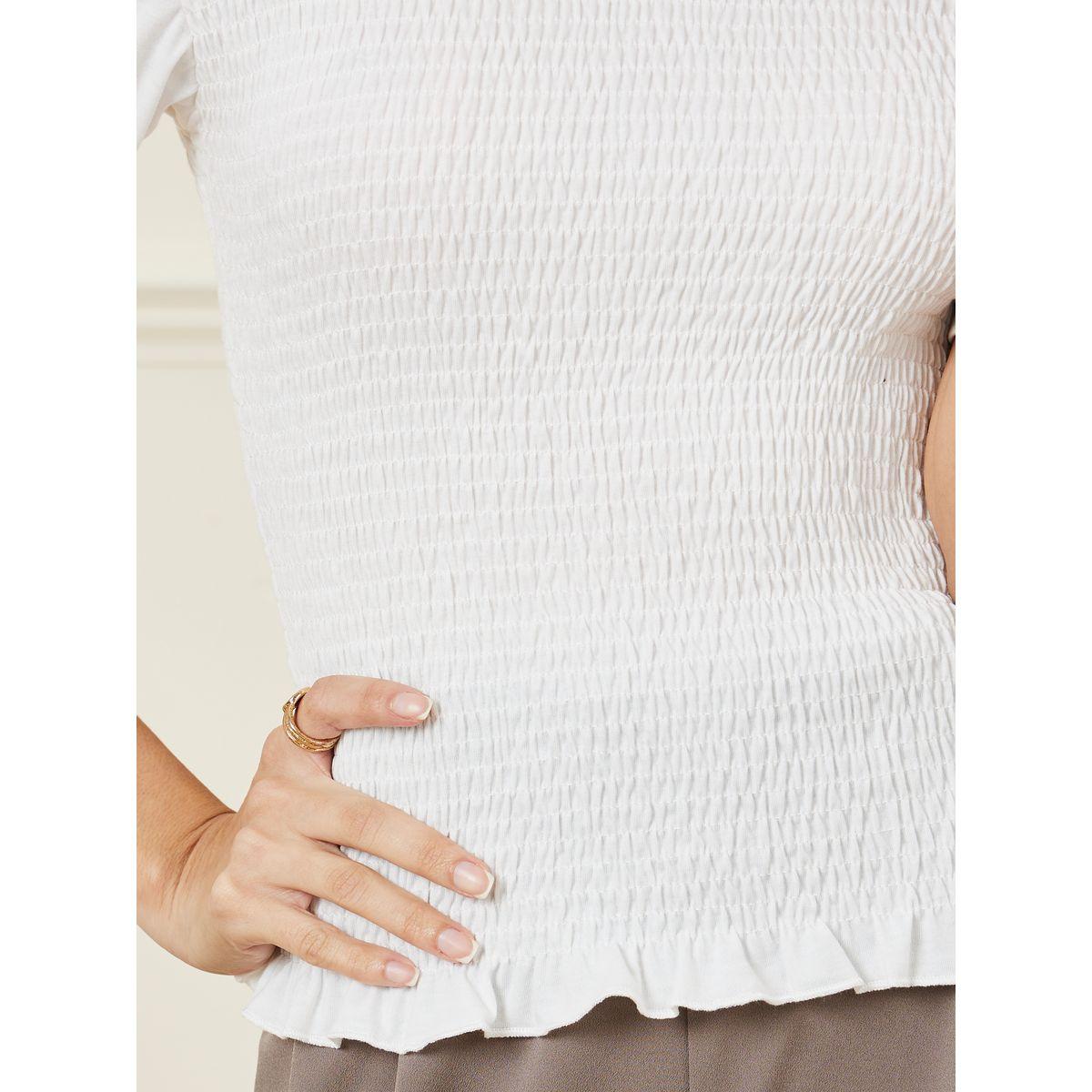 Styli Smocked Bodice Fitted Short Sleeve T-Shirt-women-clothing-tshirts-image-3