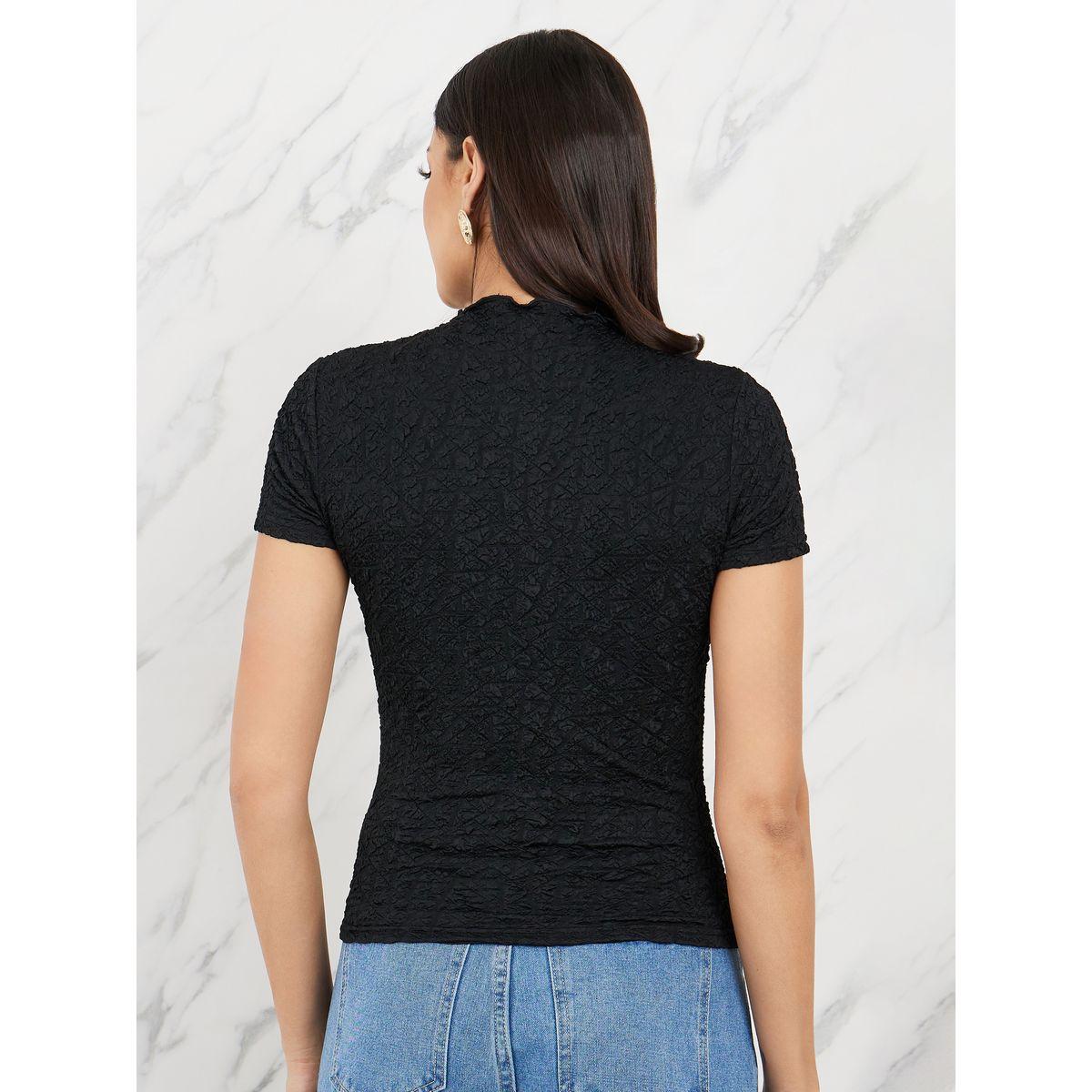 Styli Textured High Neck T-Shirt-women-clothing-tshirts-image-5