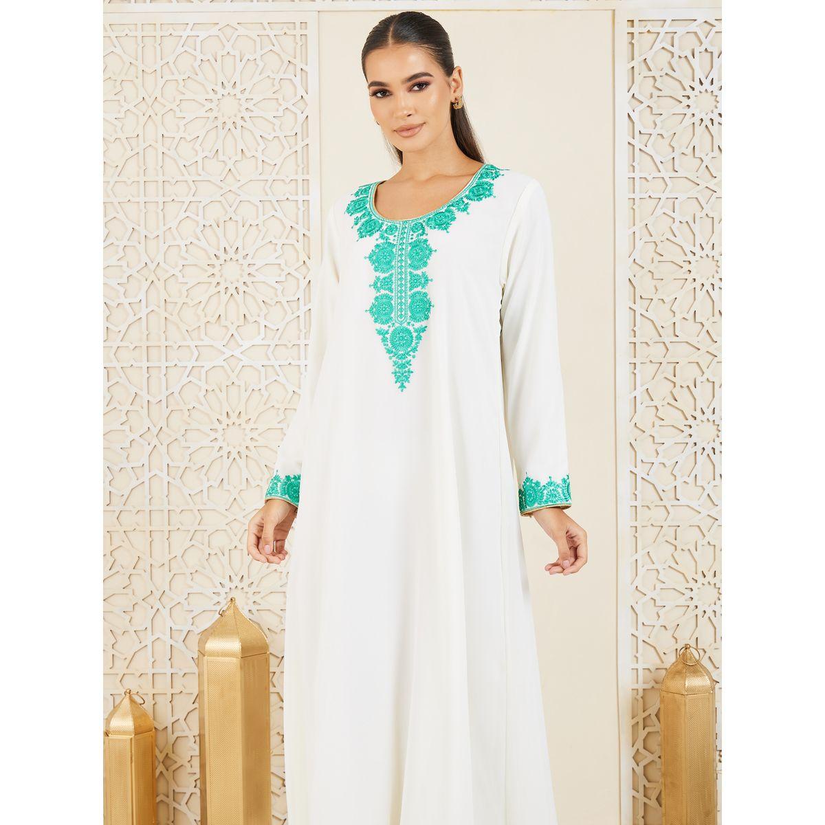 Styli Contrast Embroidered A-Line Jalabiya-women-arabicclothing-jalabiyas-image-2