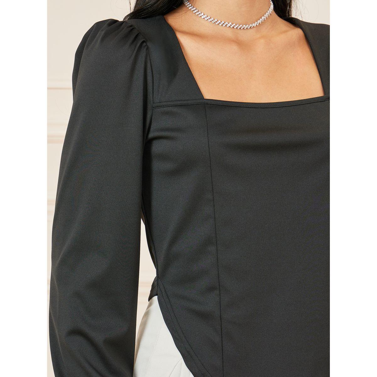 Styli High Low Curved Hem Long Sleeve Fitted Knit Top-women-clothing-shirtsandblouses-blouses-image-3