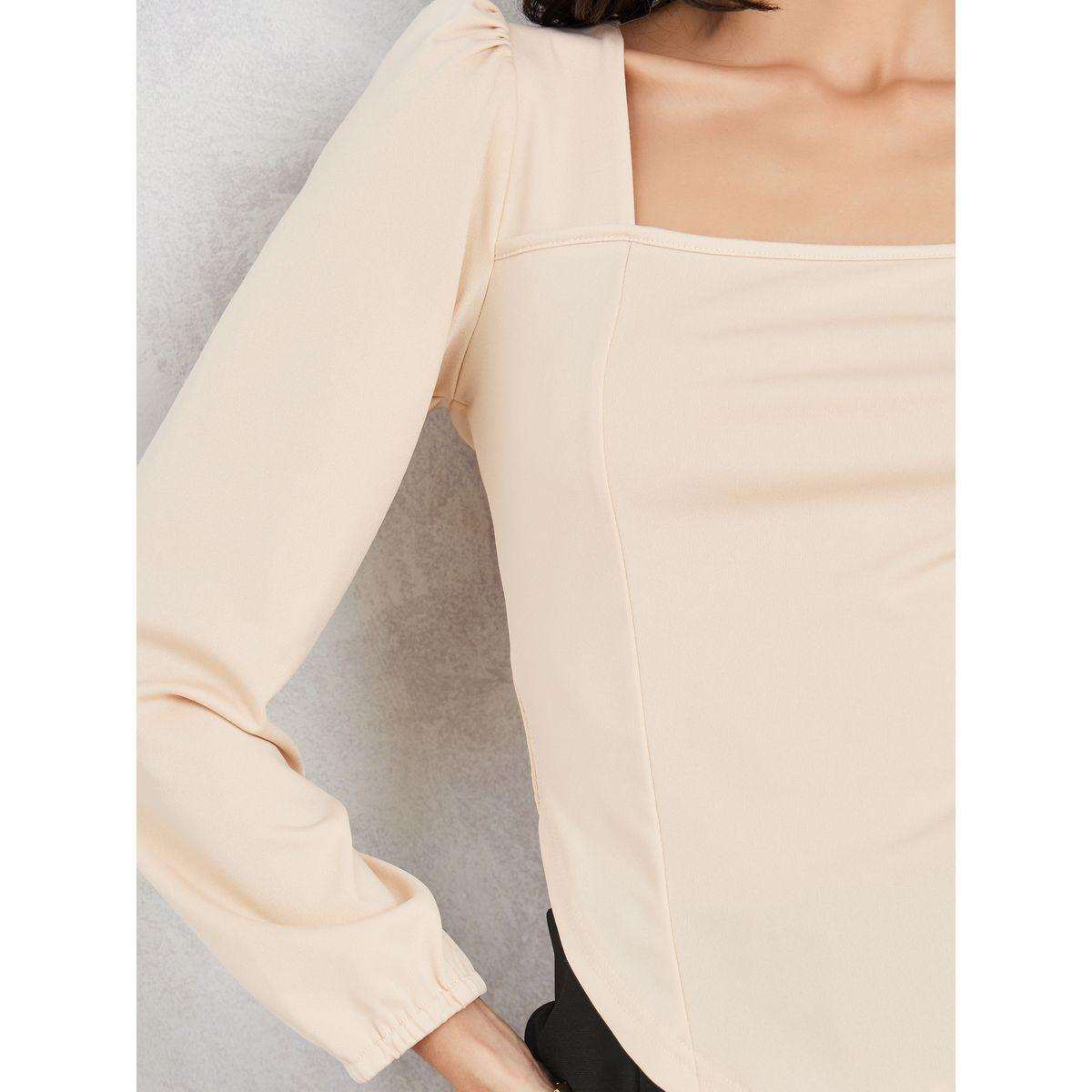 Styli Solid Long Sleeve Fitted Knit Top-women-clothing-shirtsandblouses-blouses-image-3