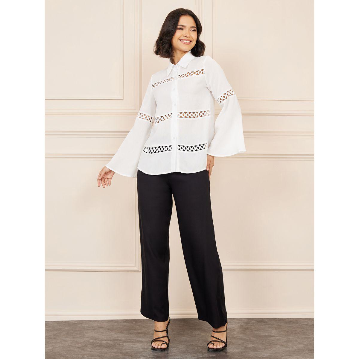 بلوزة بقصة عادية وتفاصيل فتحات صغيرة-women-clothing-shirtsandblouses-shirts-image-2