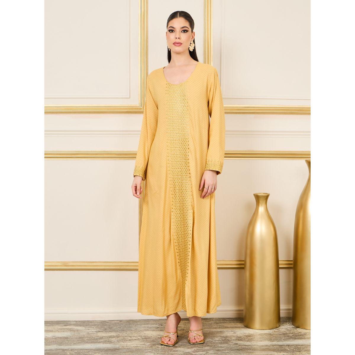 جلابية بتفاصيل مُطرّزة وطبعة بالكامل-women-arabicclothing-jalabiyas-image-3
