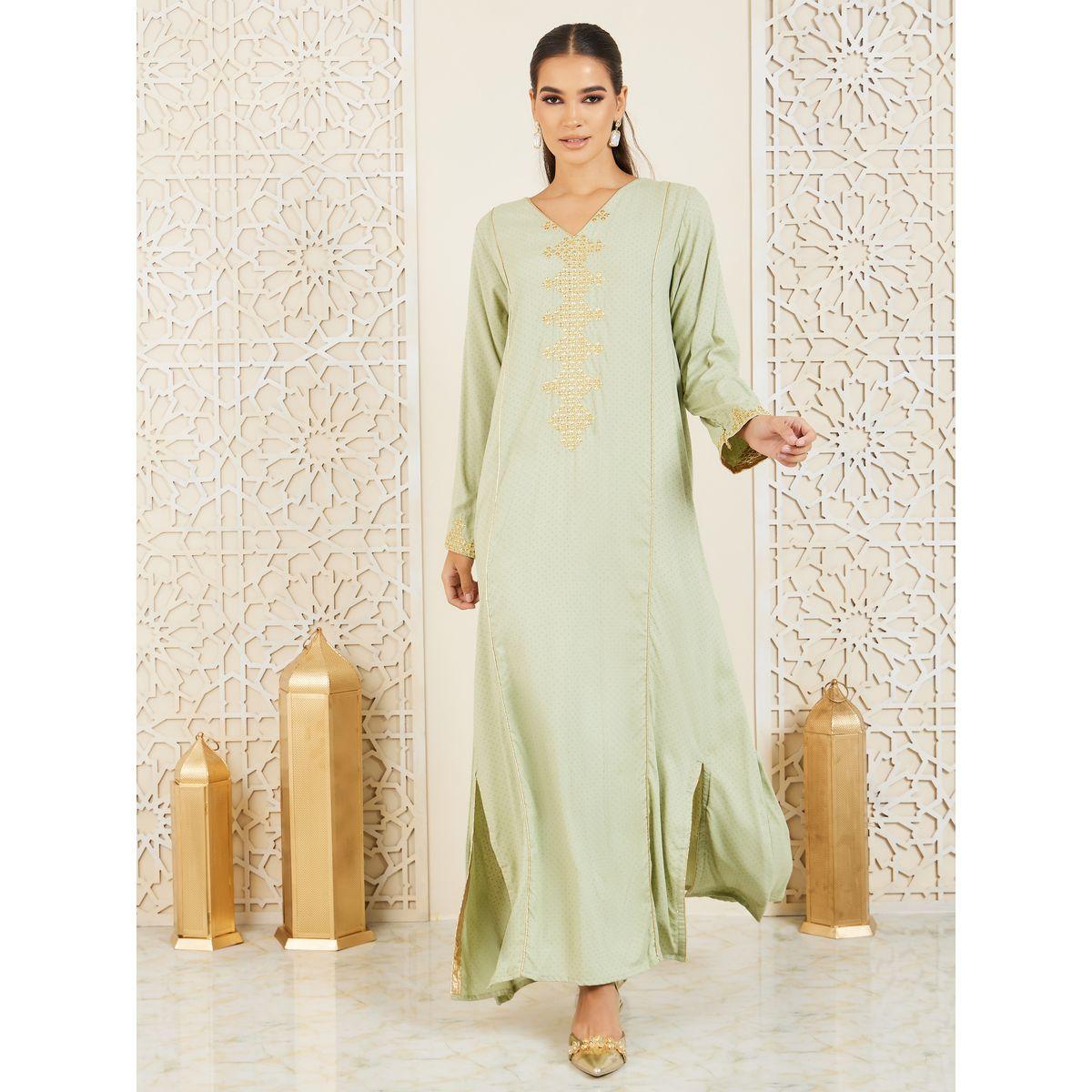 Styli Embroidered Spot Print Jalabiya-women-arabicclothing-jalabiyas-image-1
