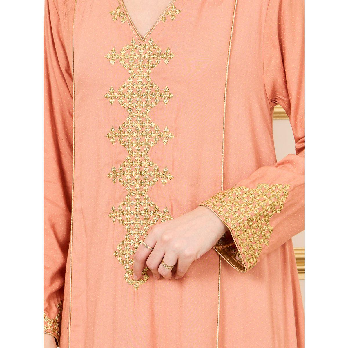 Styli Embroidered Neckline Piped Trim Detail Jalabiya-women-arabicclothing-jalabiyas-image-4