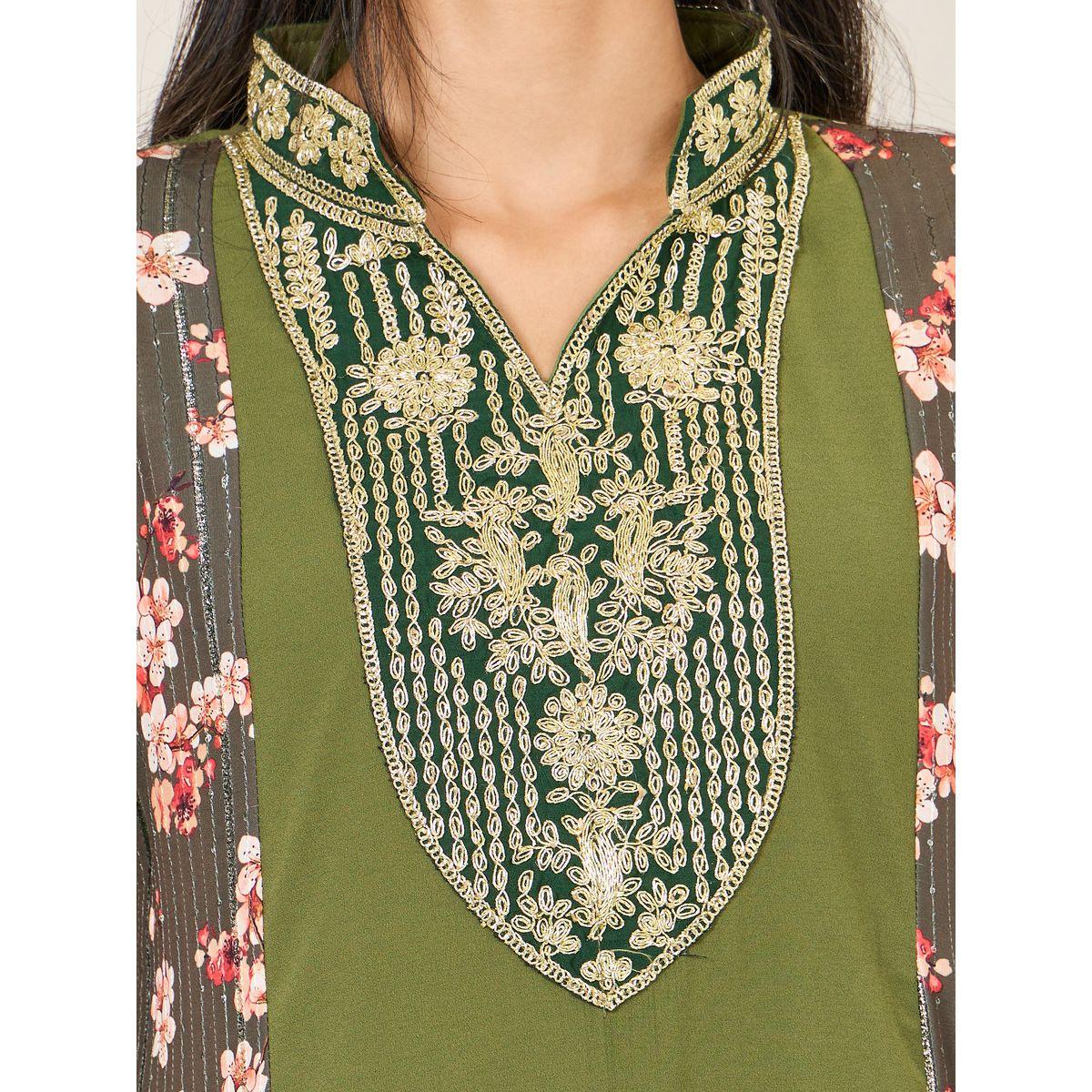 Styli Embroidered Collared Neck Side Printed Jalabiya-women-arabicclothing-jalabiyas-image-3