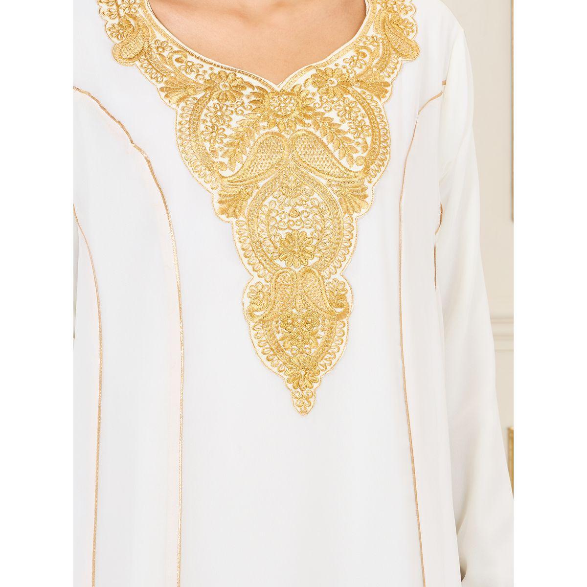 Styli Embroidered Neckline Piped Detail Jalabiya-women-arabicclothing-jalabiyas-image-3