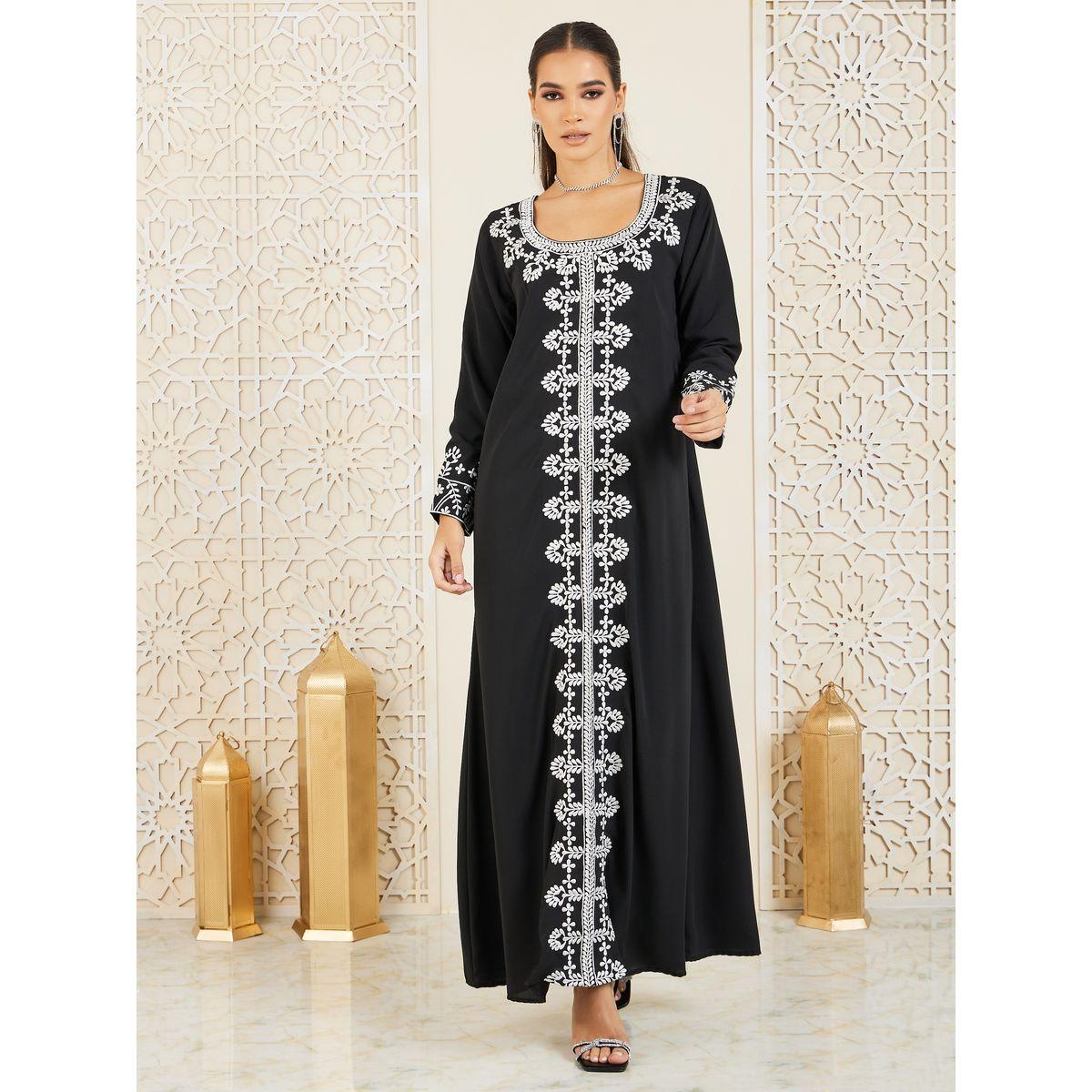 Styli Embroidered Panel A-Line Jalabiya-women-arabicclothing-jalabiyas-image-1