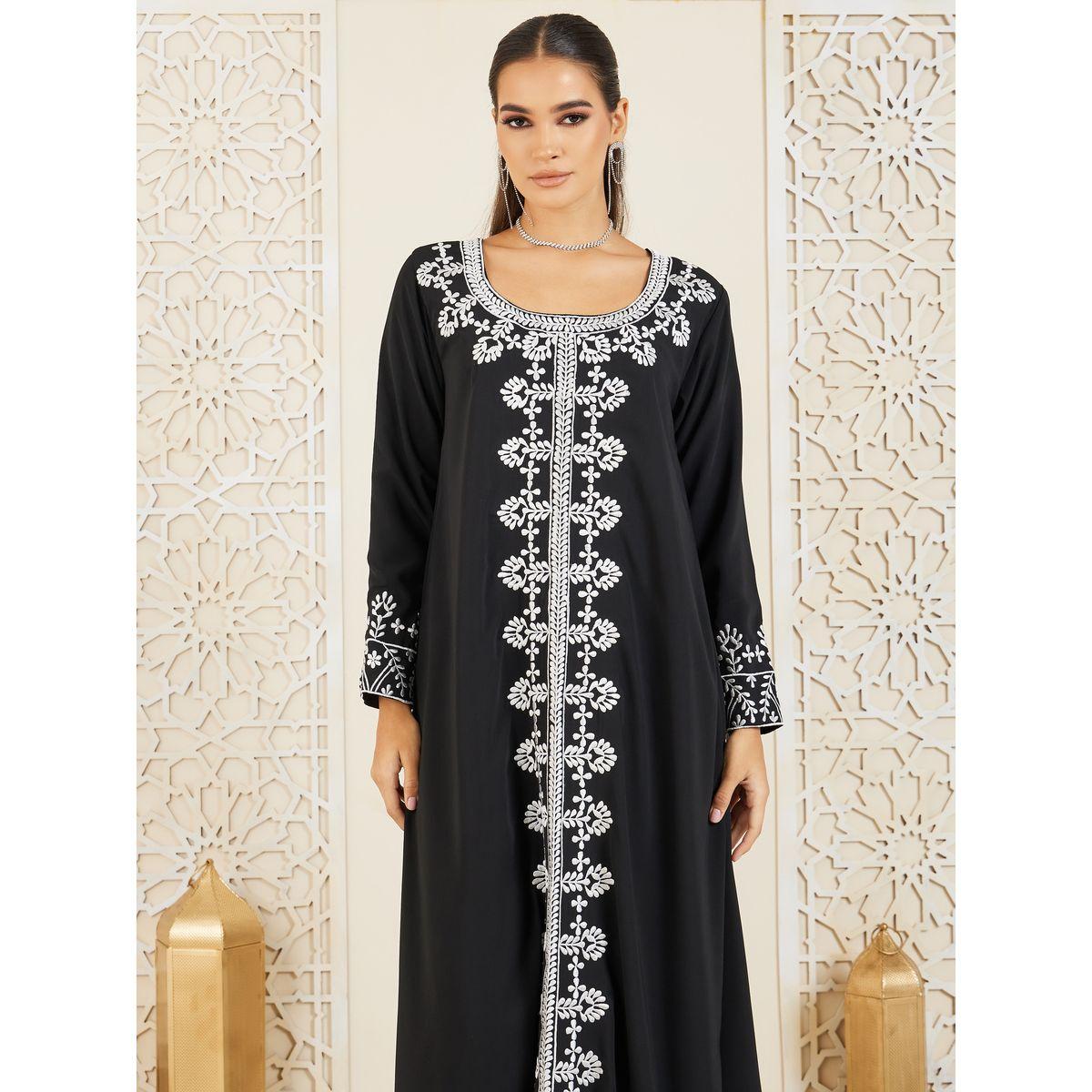 Styli Embroidered Panel A-Line Jalabiya-women-arabicclothing-jalabiyas-image-2