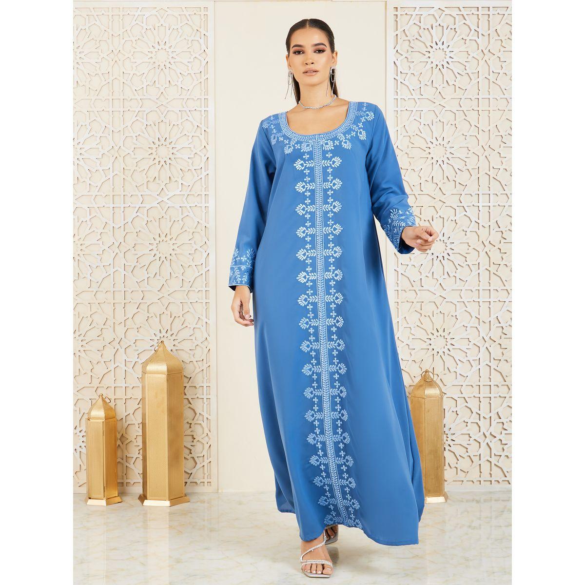 Styli Embroidered Panel A-Line Jalabiya-women-arabicclothing-jalabiyas-image-1