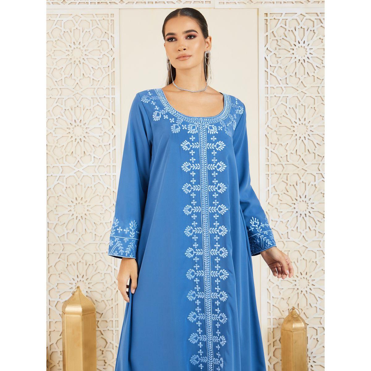 Styli Embroidered Panel A-Line Jalabiya-women-arabicclothing-jalabiyas-image-2