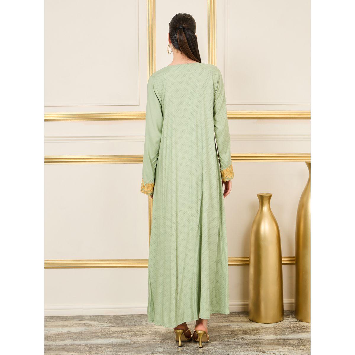 Styli Embroidered Neckline Spot AOP Jalabiya-women-arabicclothing-jalabiyas-image-4